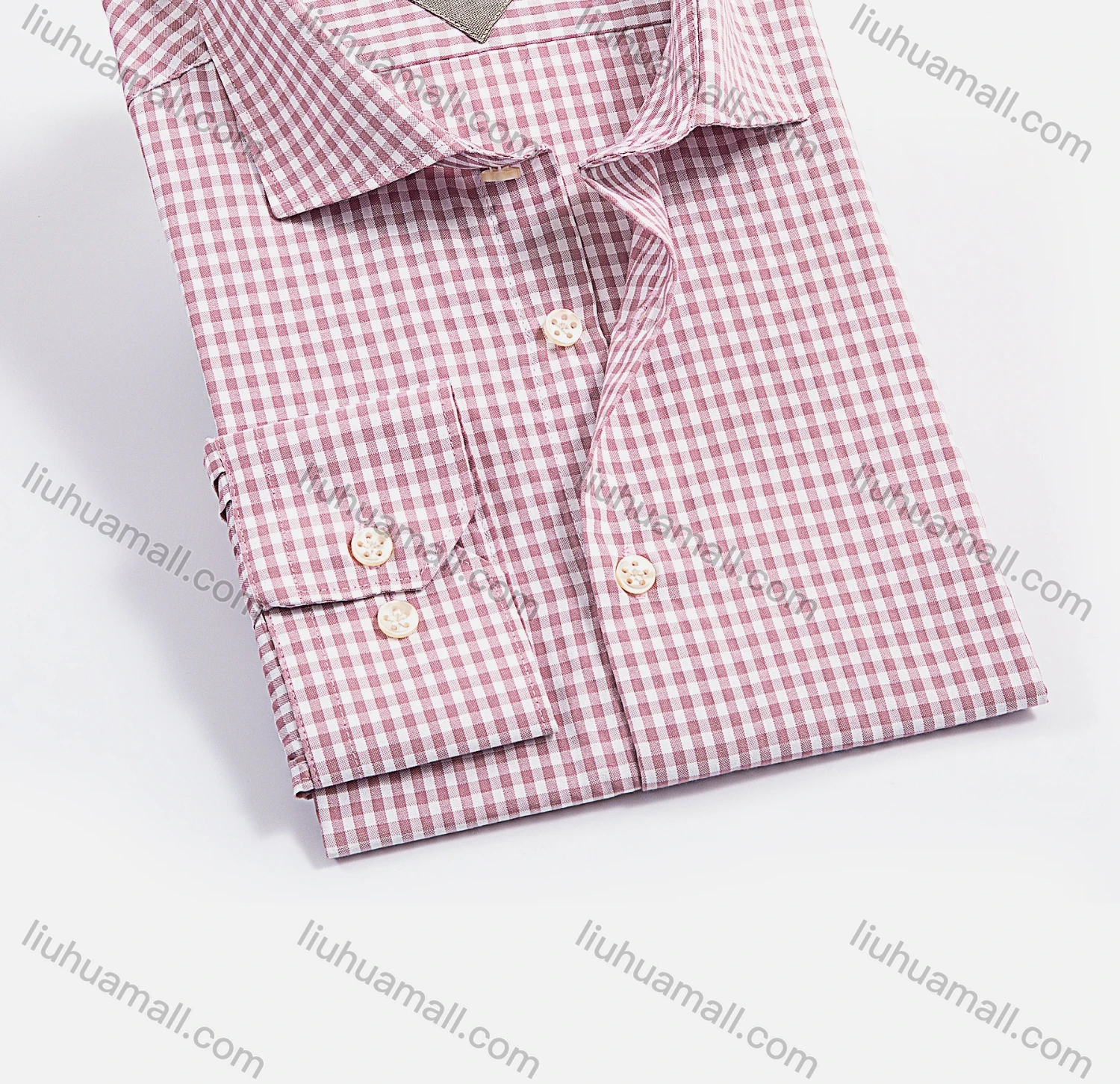Wholesale Men's Casual Collared Long Sleeve Button Down Gingham Shirt - Liuhuamall