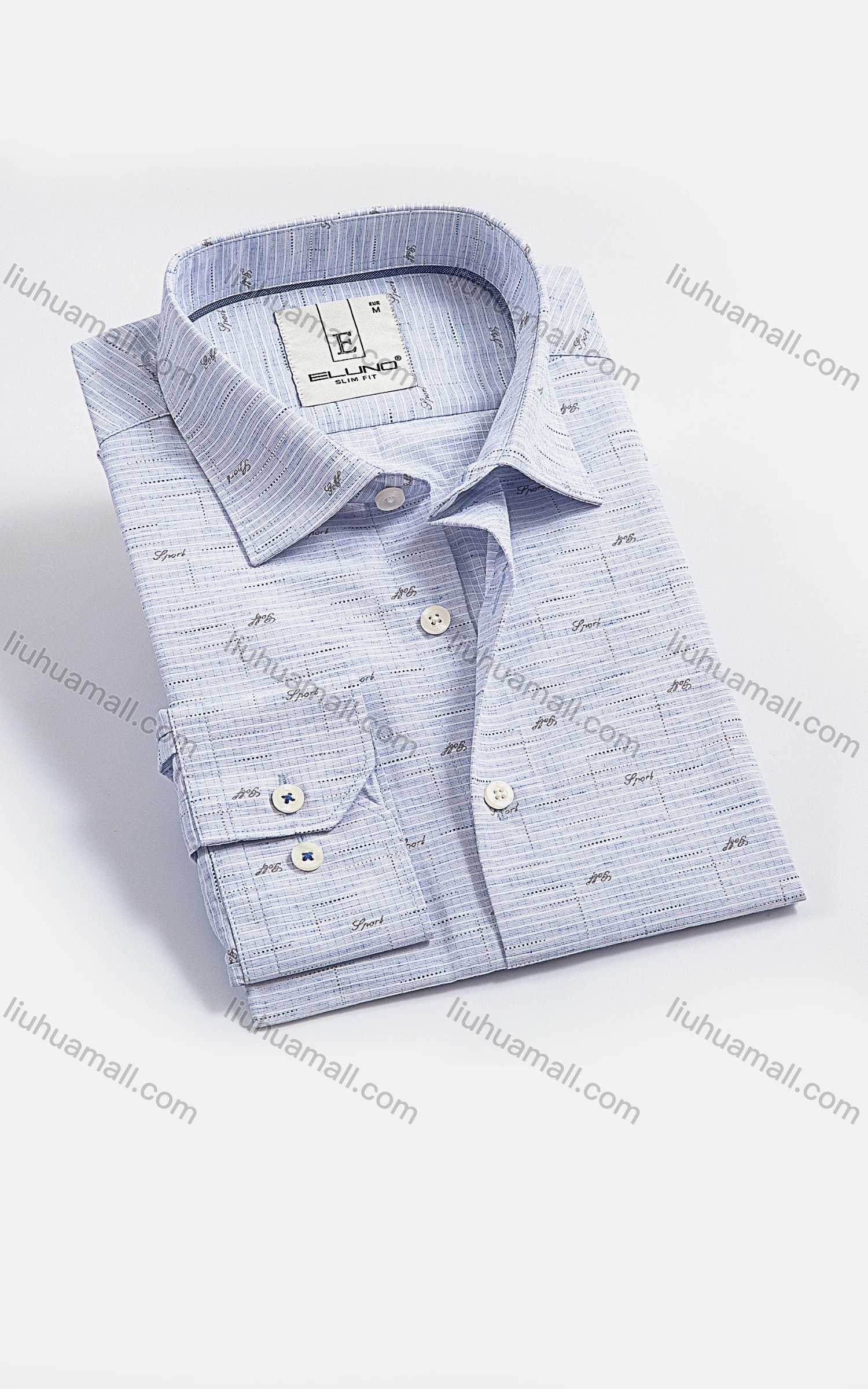 Wholesale Men's Collared Long Sleeve Button Down Allover Print Formal Shirt - Liuhuamall