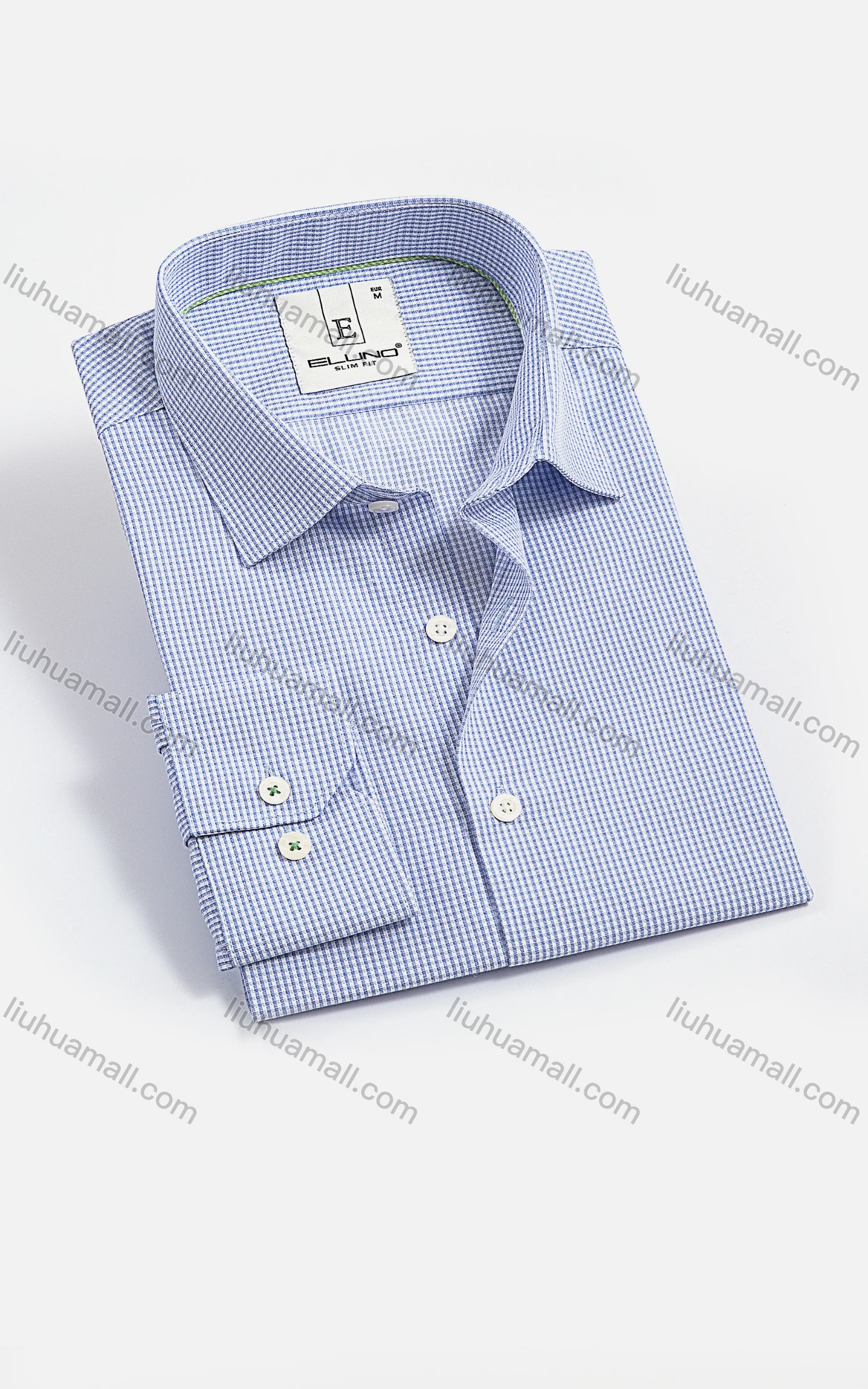 Wholesale Men's Casual Business Collared Long Sleeve Button Down Gingham Shirts - Liuhuamall