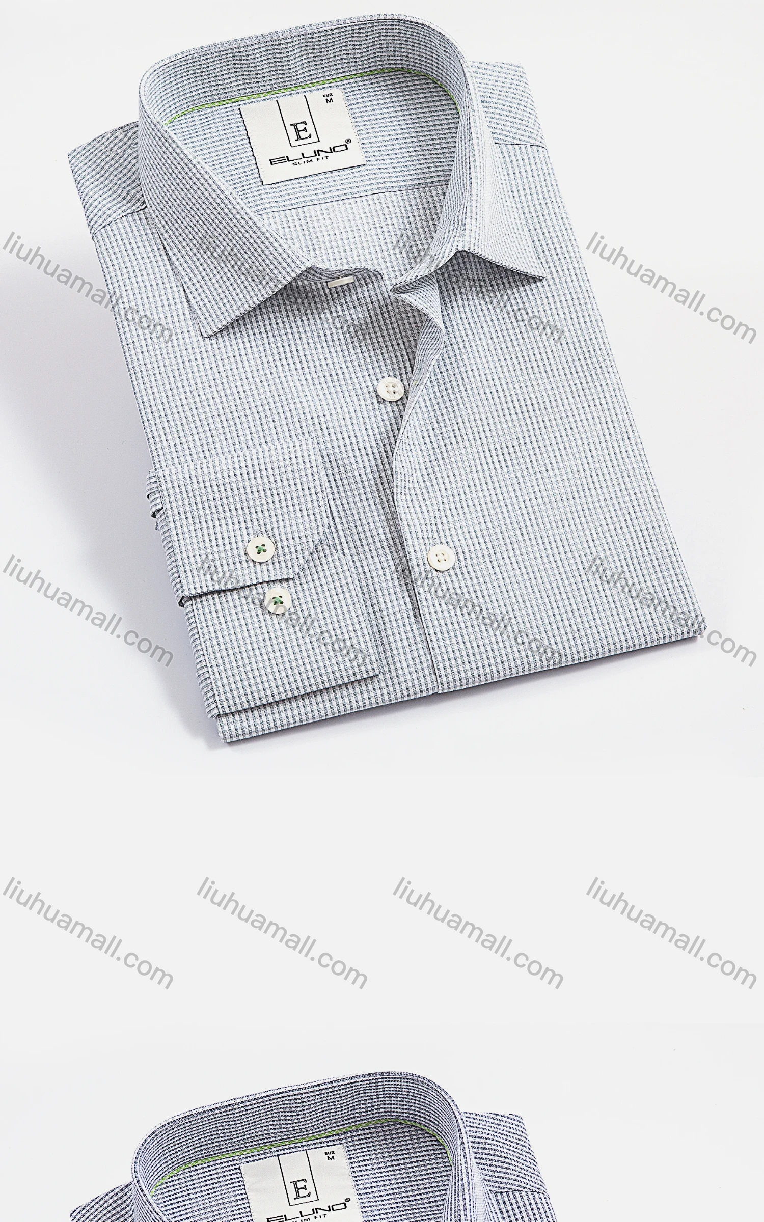 Wholesale Men's Casual Business Collared Long Sleeve Button Down Gingham Shirts - Liuhuamall