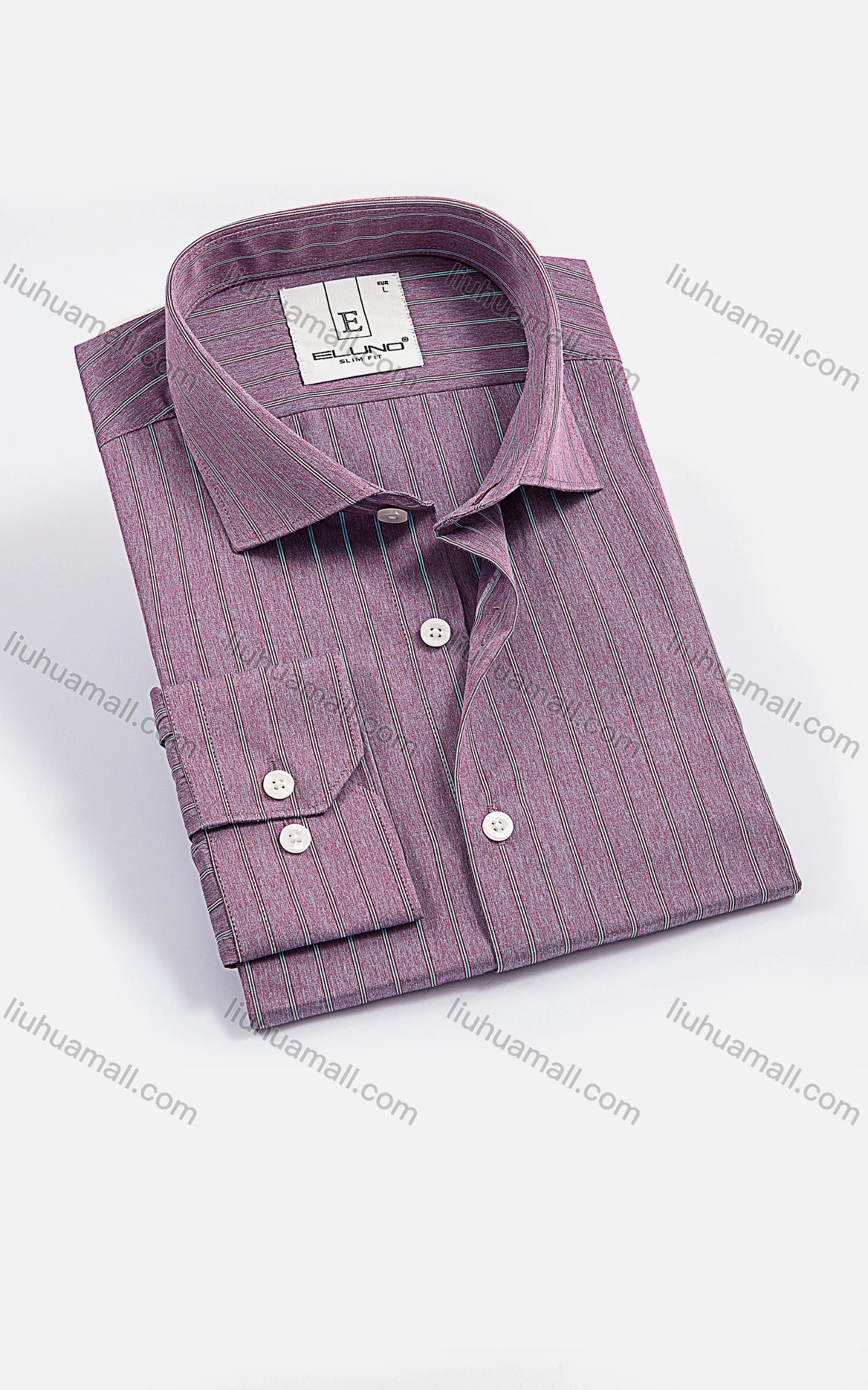 Wholesale Men's Casual Collared Long Sleeve Button Down Striped Shirt - Liuhuamall