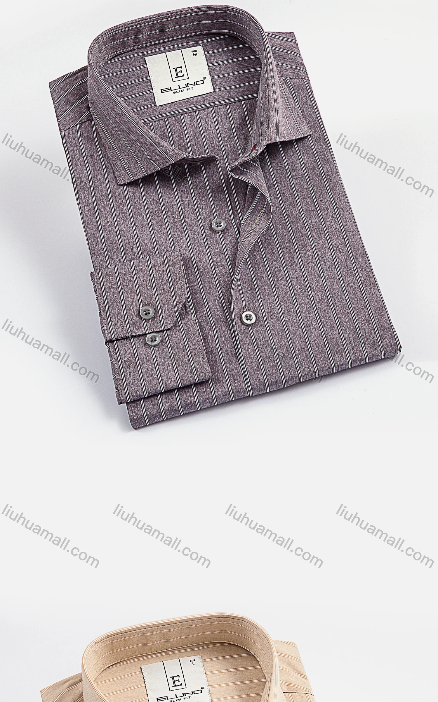 Wholesale Men's Casual Collared Long Sleeve Button Down Striped Shirt - Liuhuamall