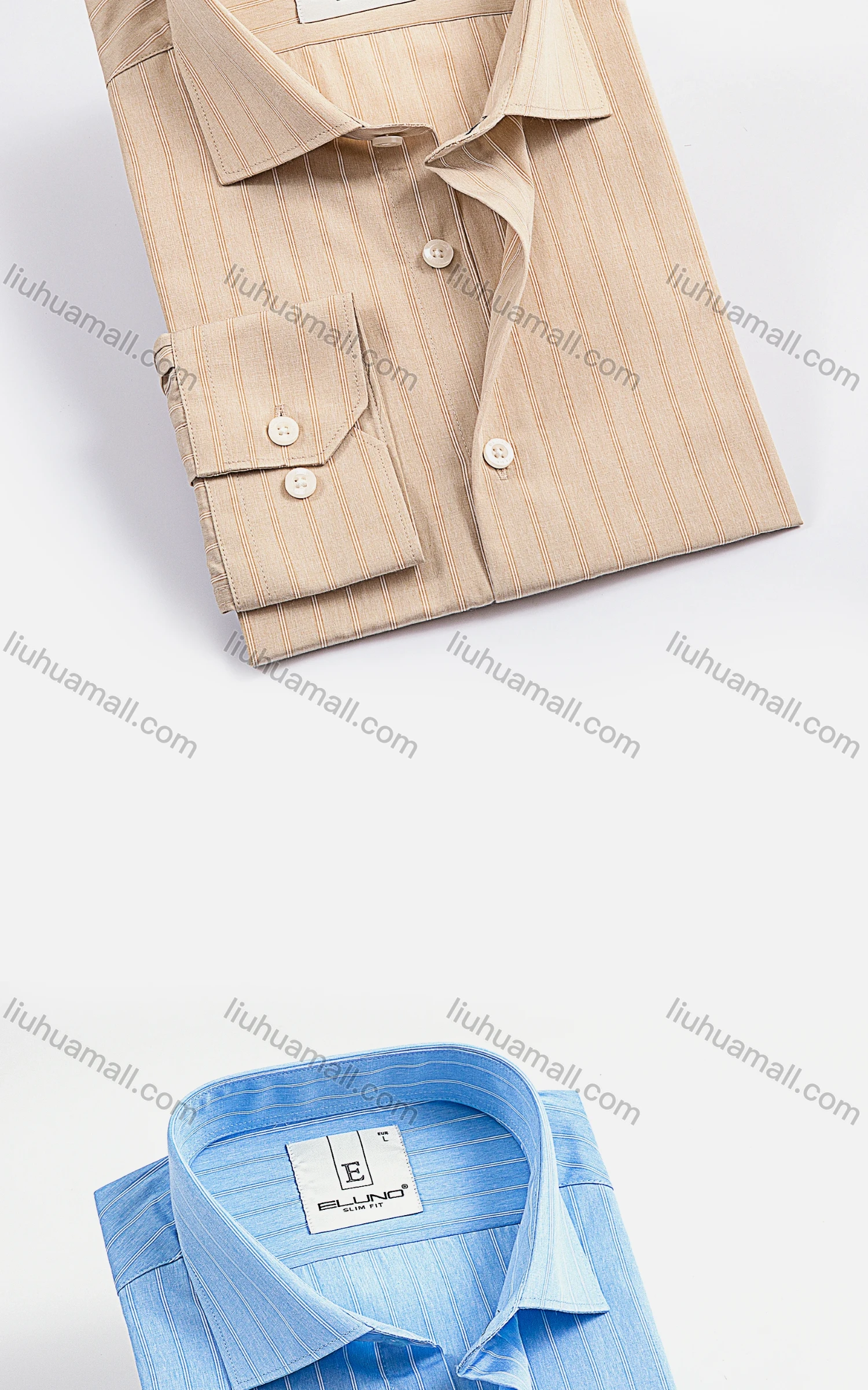 Wholesale Men's Casual Collared Long Sleeve Button Down Striped Shirt - Liuhuamall