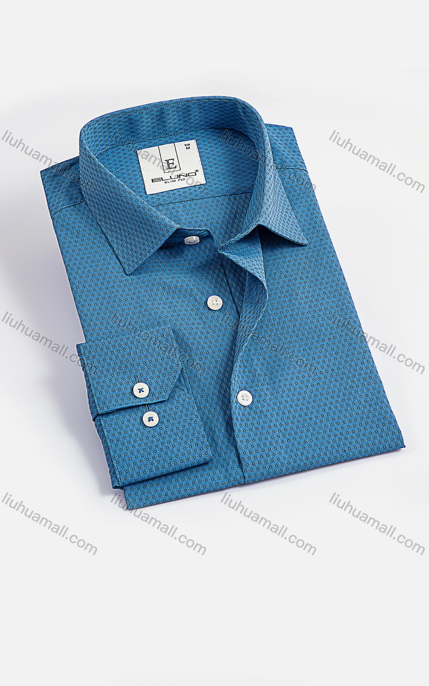 Wholesale Men's Formal Stand Collar Long Sleeve Button Down Allover Print Shirt - Liuhuamall