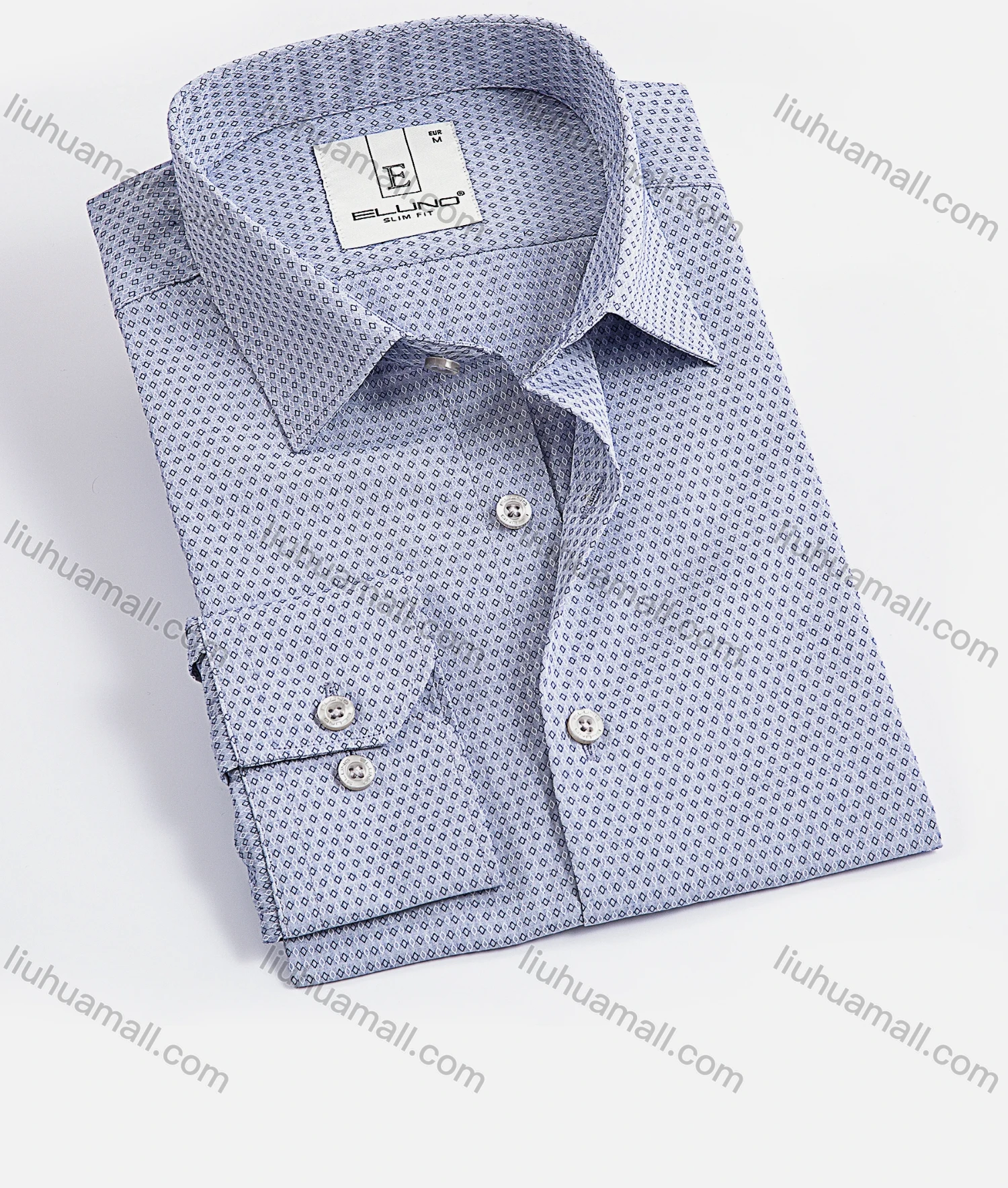 Wholesale Men's Formal Stand Collar Long Sleeve Button Down Allover Print Shirt - Liuhuamall