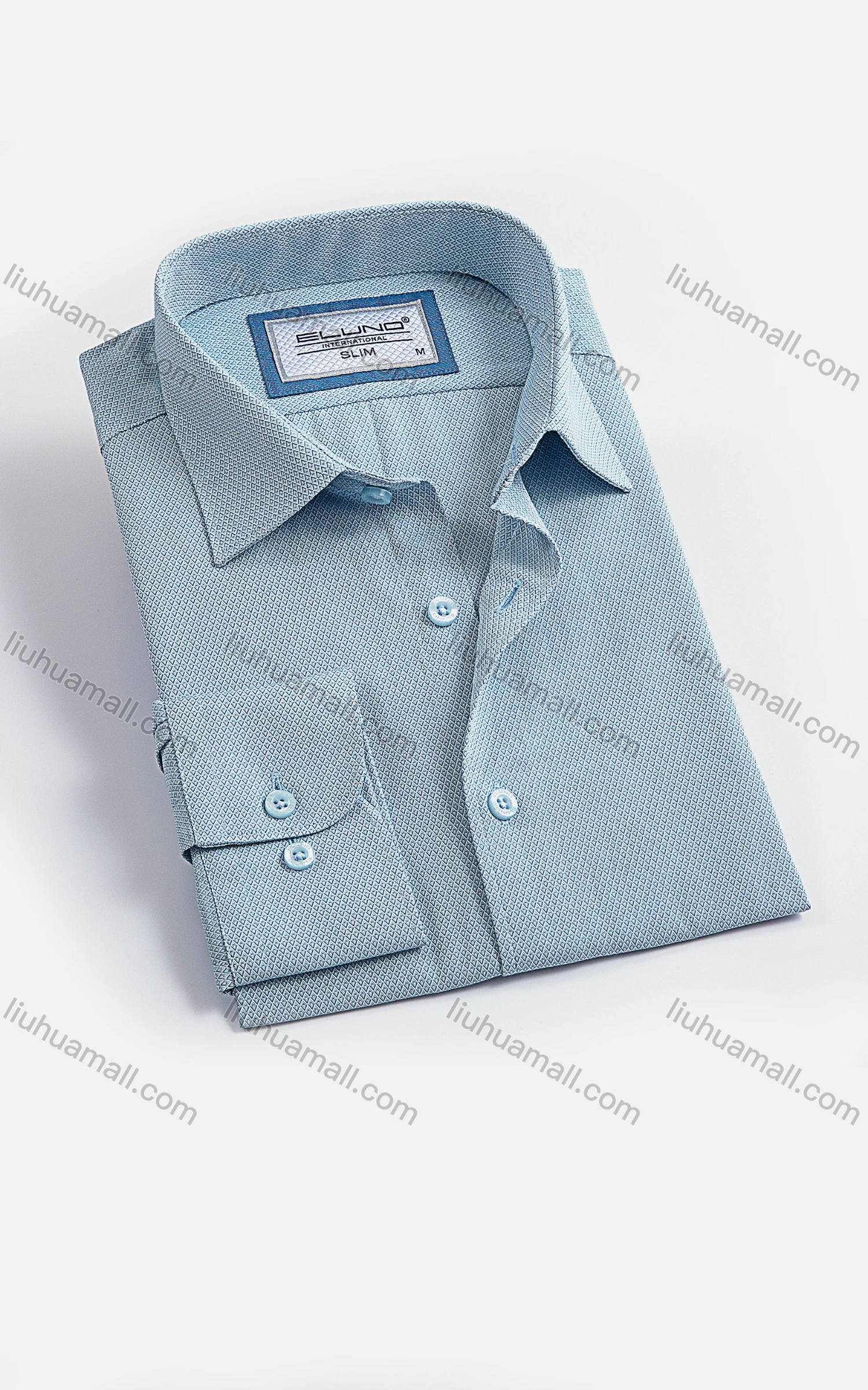 Wholesale Men's Formal Stand Collar Long Sleeve Buttons Argyle Allover Print Shirt - Liuhuamall