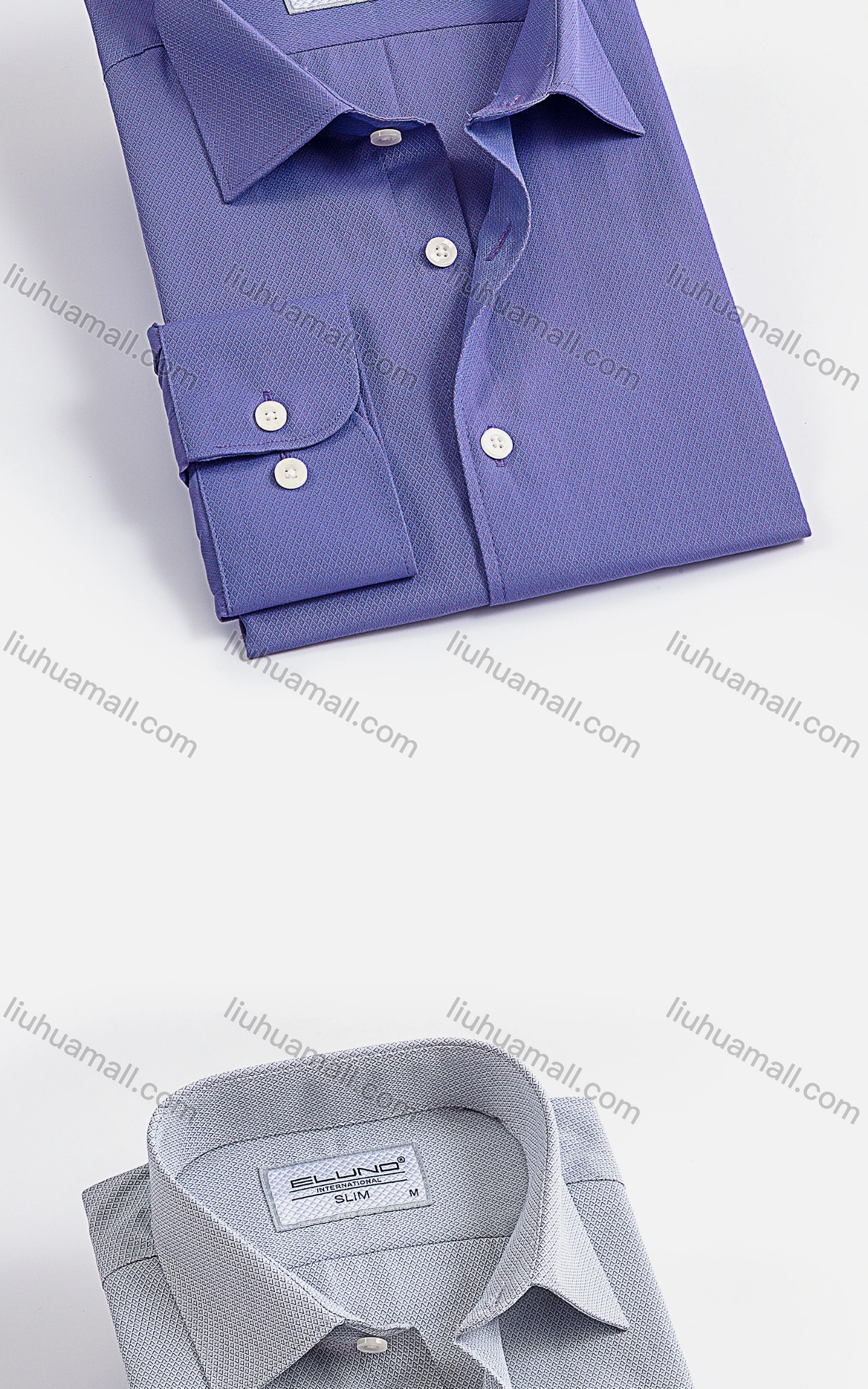 Wholesale Men's Formal Stand Collar Long Sleeve Buttons Argyle Allover Print Shirt - Liuhuamall