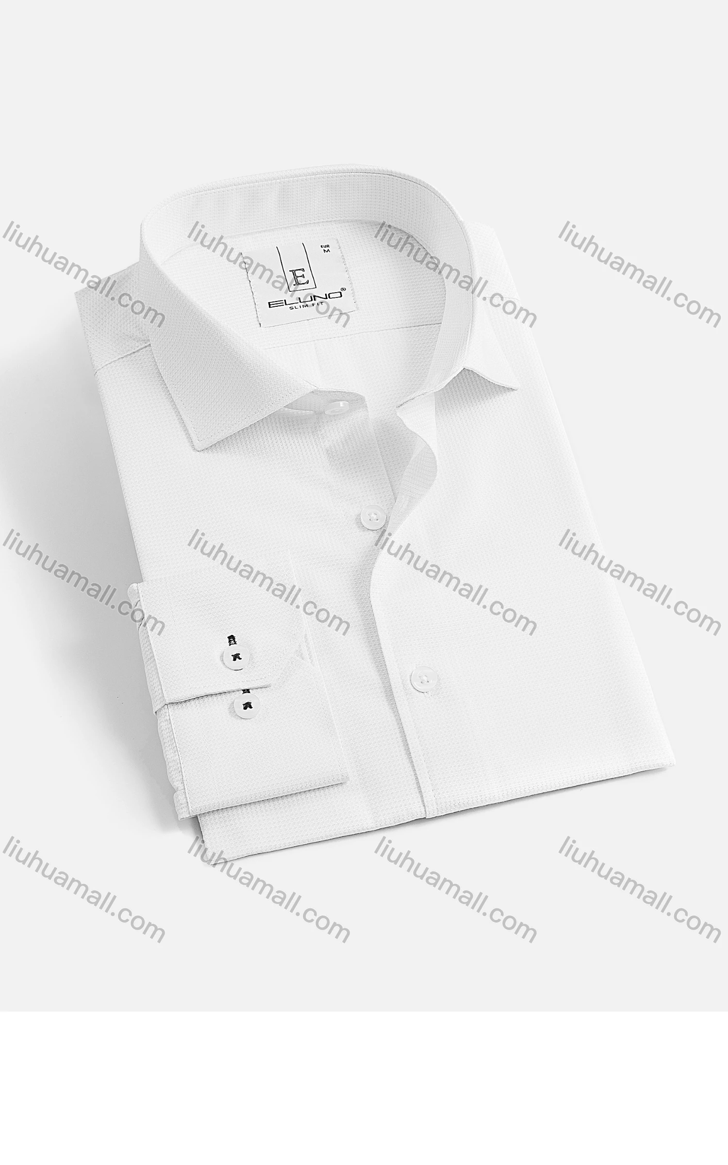 Wholesale Men's Formal Stand Collar Long Sleeve Buttons Texture Plain Shirt - Liuhuamall