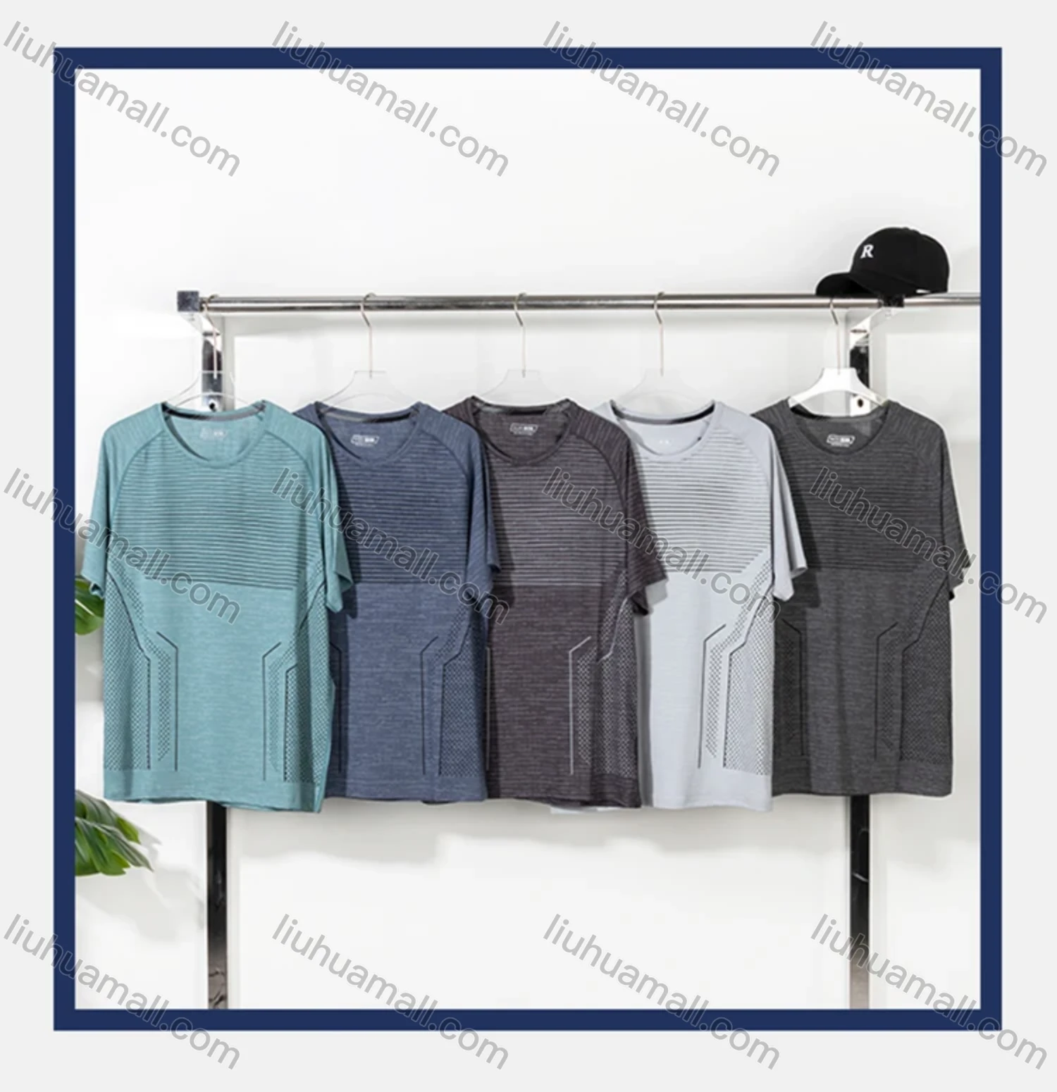 Wholesale Men's Athletic Short Sleeve Crew Neck Striped T-Shirt - Liuhuamall