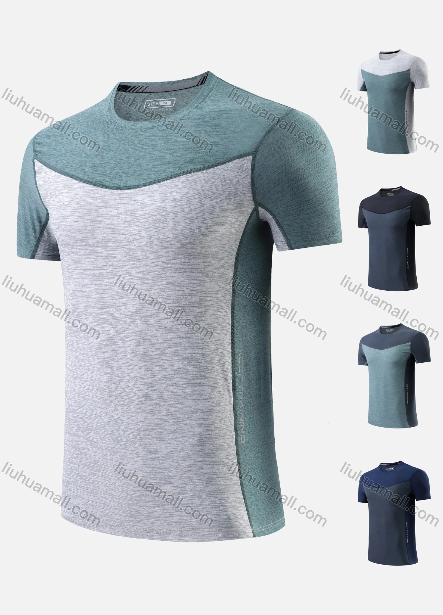 Wholesale Men's Quick Dry Comfy Sttiching Color Hot Stamping Letters Workout T-Shirt 8721# - Liuhuamall