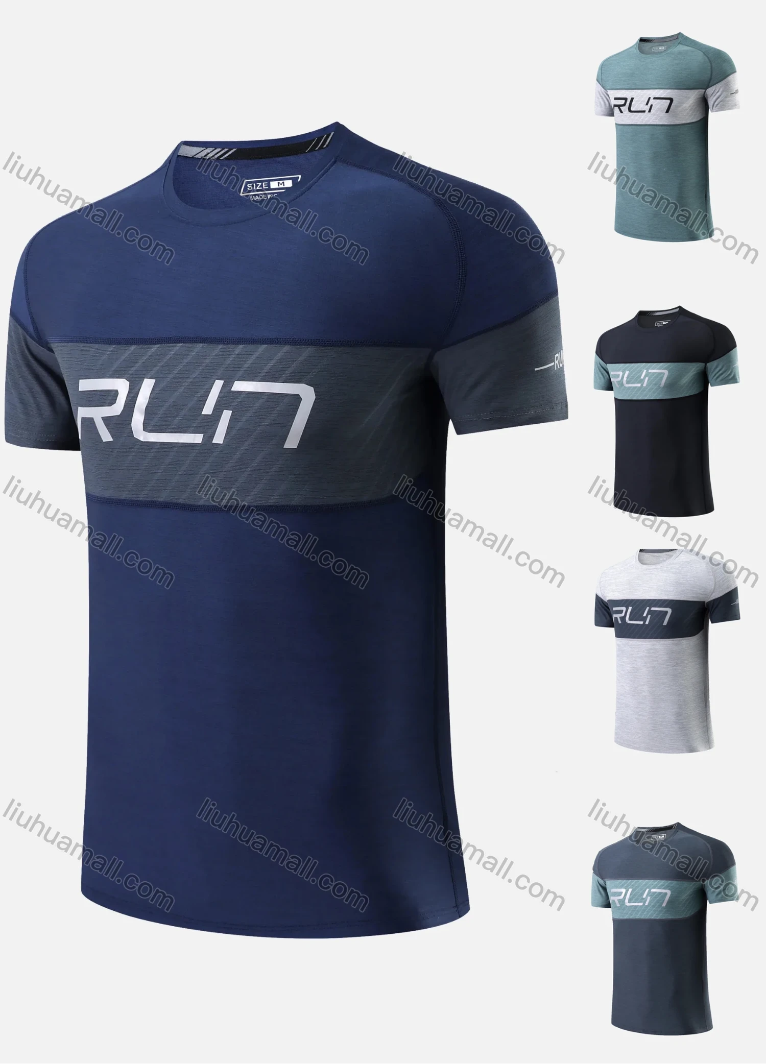 Wholesale Men's Quick Dry Comfy Colorblock Hot Stamping Letter Slogan Workout T-Shirt 8723# - Liuhuamall