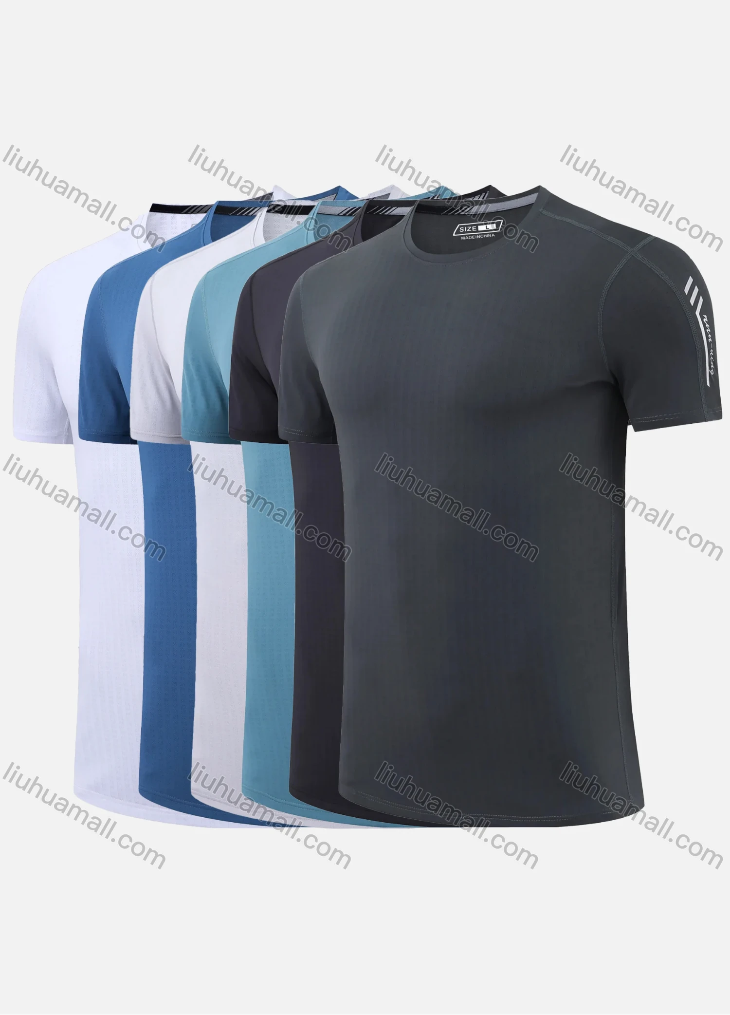 Wholesale Men's Quick Dry Comfy Breathable Solid Training Workout T-Shirt 9805# - Liuhuamall