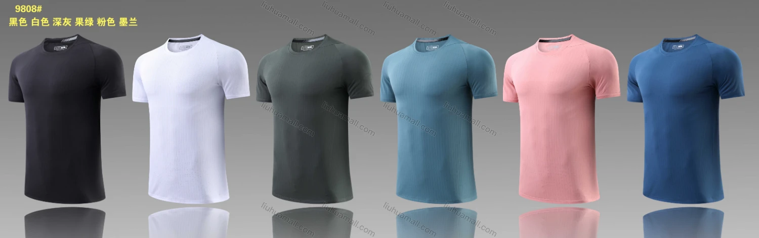 Wholesale Men's Workout Quick Dry Plain Short Sleeve Round Neck Training Active Tee 9808# - Liuhuamall