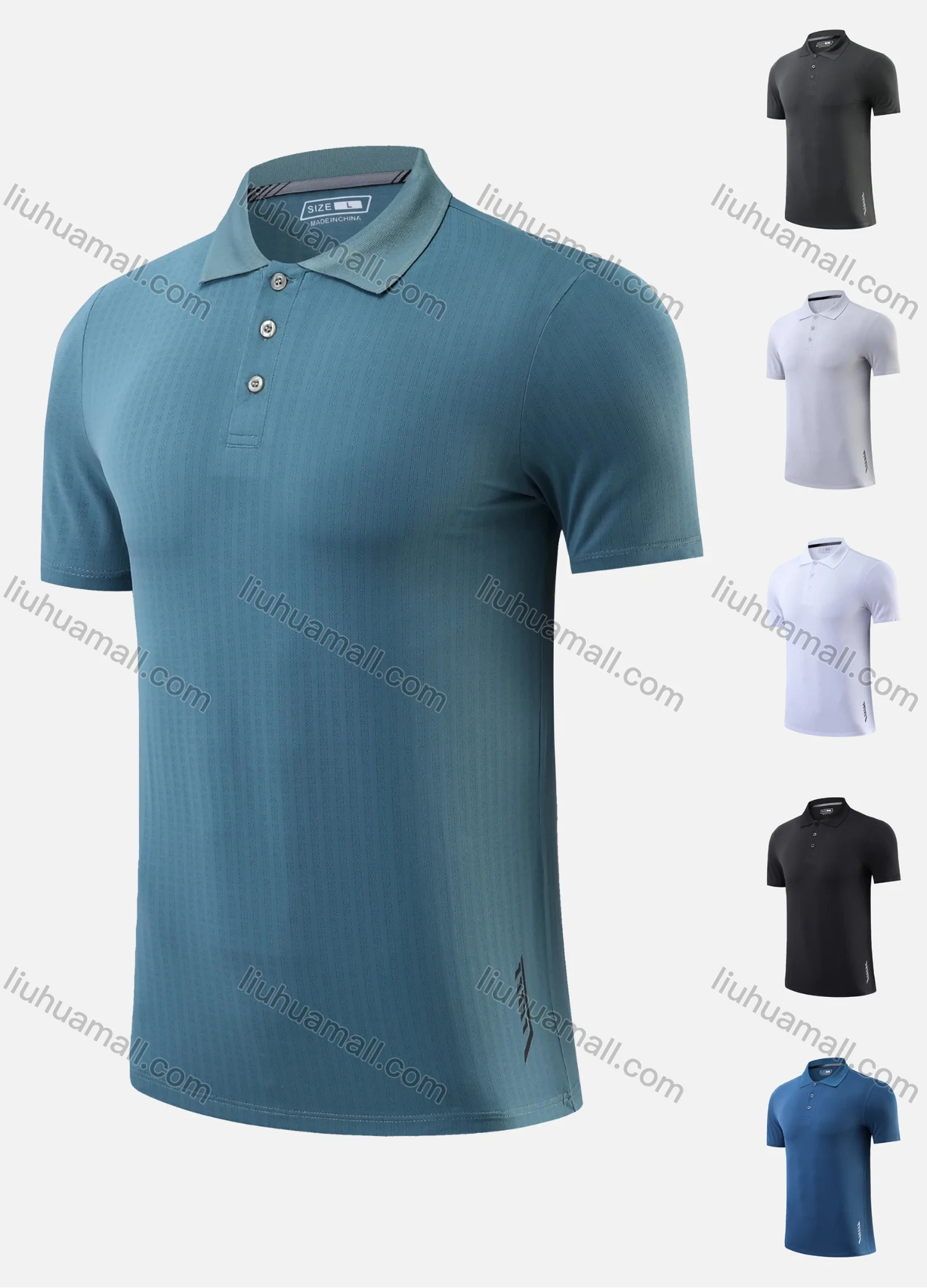 Wholesale Men's Breathable Softness High Stretchy Athletic Plain Short Sleeve Polo Shirts 909# - Liuhuamall