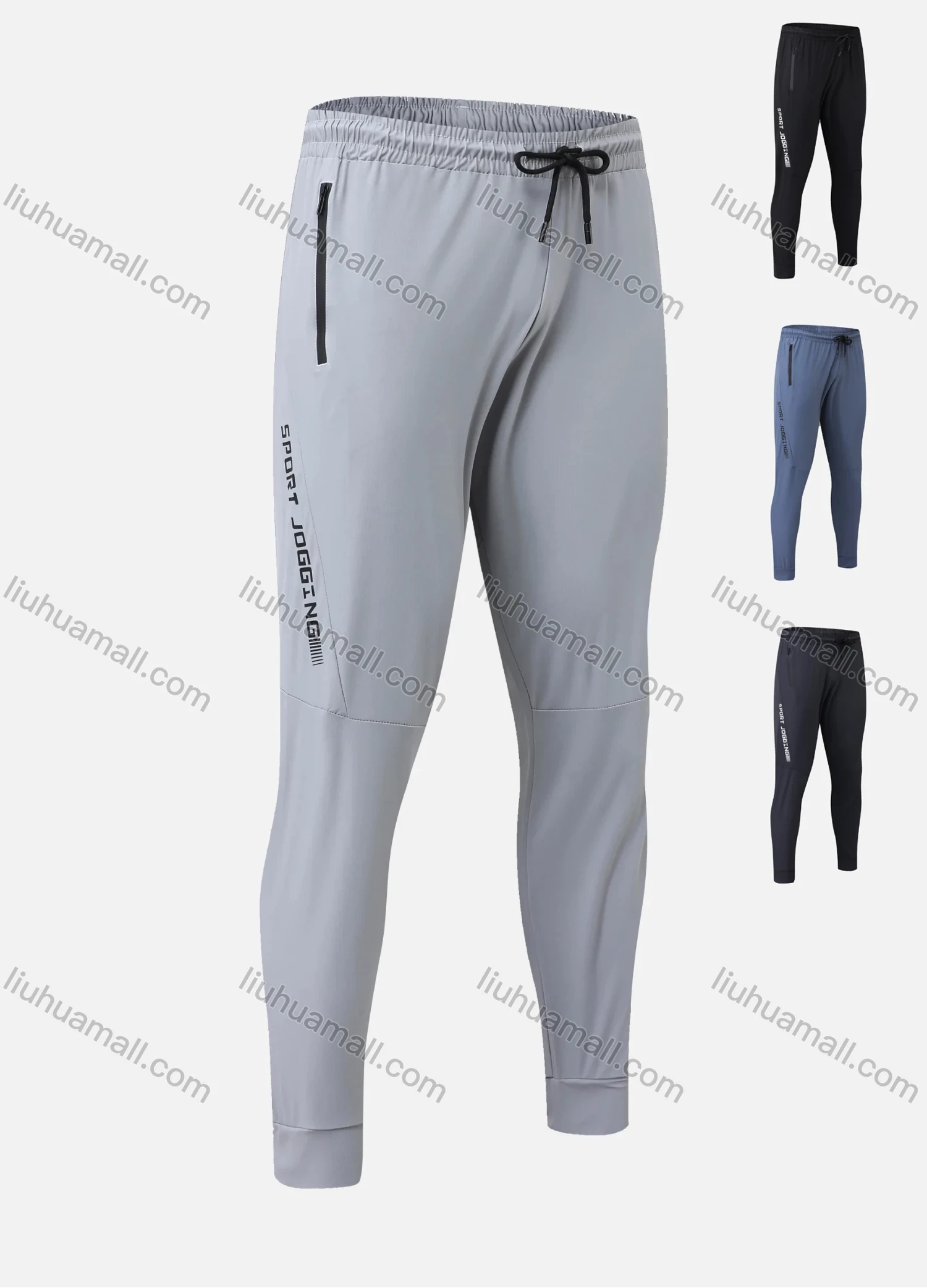 Wholesale Men's Performance Workout Drawstring Slogan Athletic Tights Pants With Zip Pockets LT135# - Liuhuamall