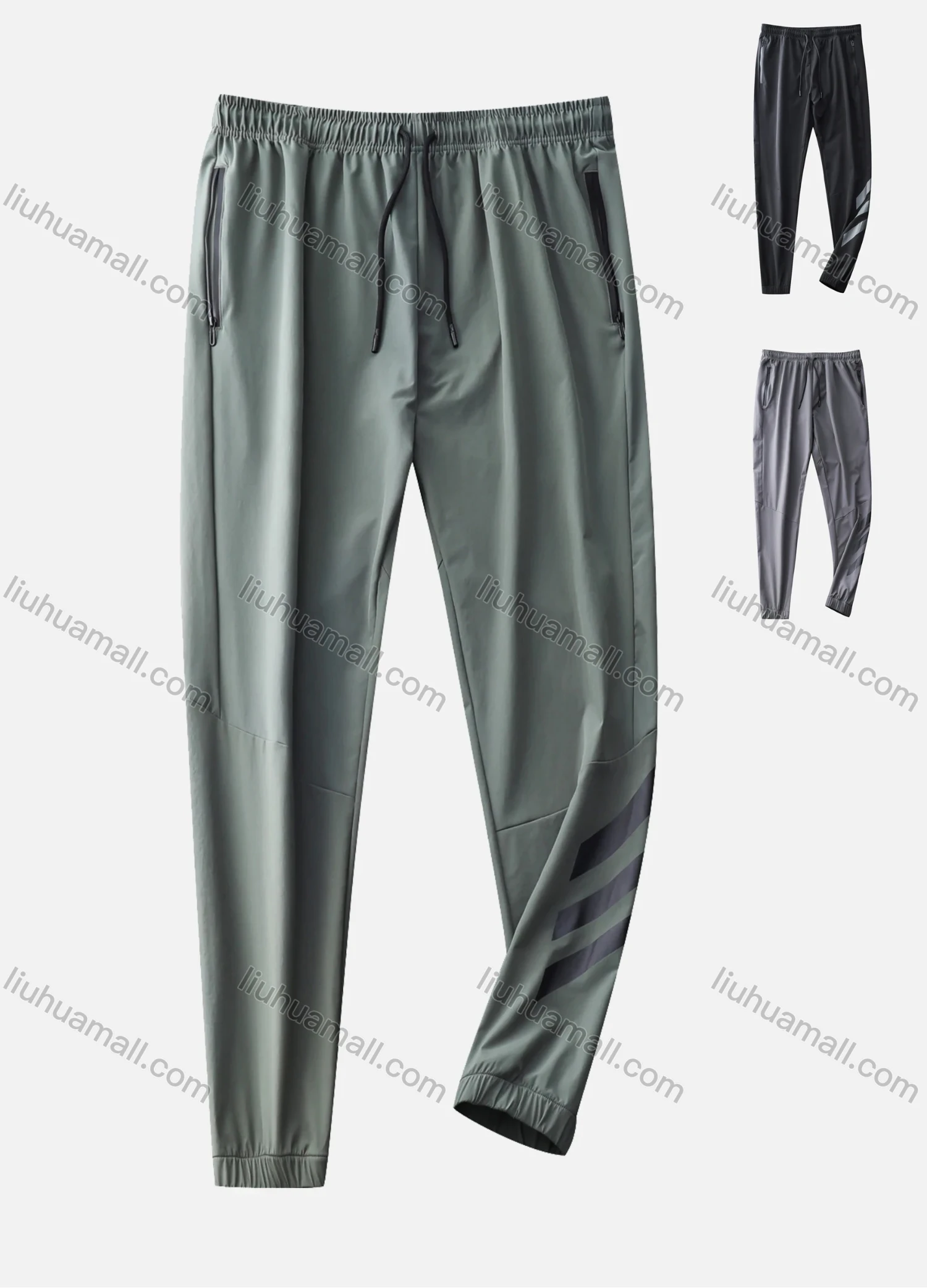 Wholesale Men's Workout Drawstring Plain Athletic Pants With Zip Pockets T122# - Liuhuamall