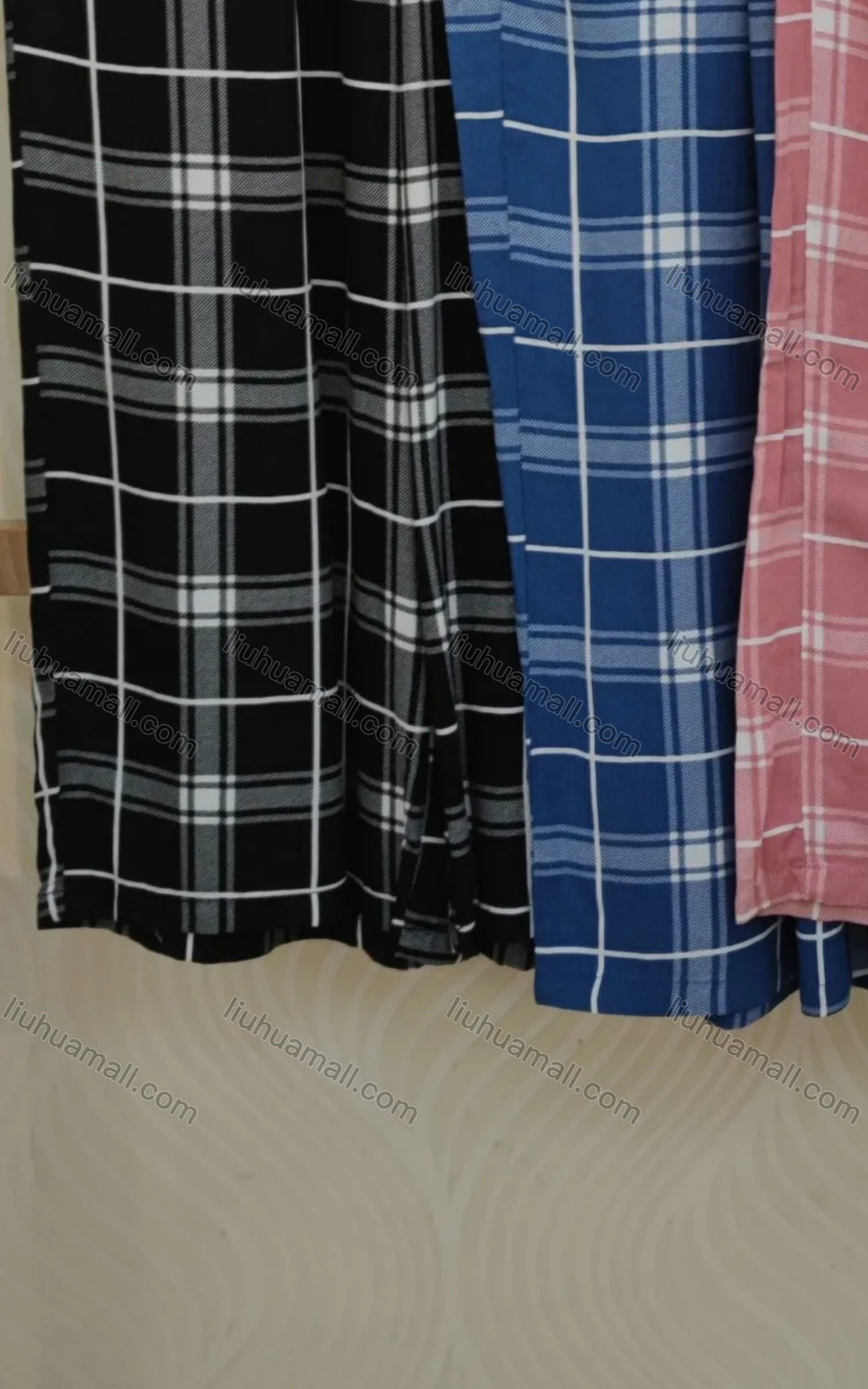 Wholesale Women's Casual Drawstring Plaid Print Pockets Wide Leg Pants - Liuhuamall