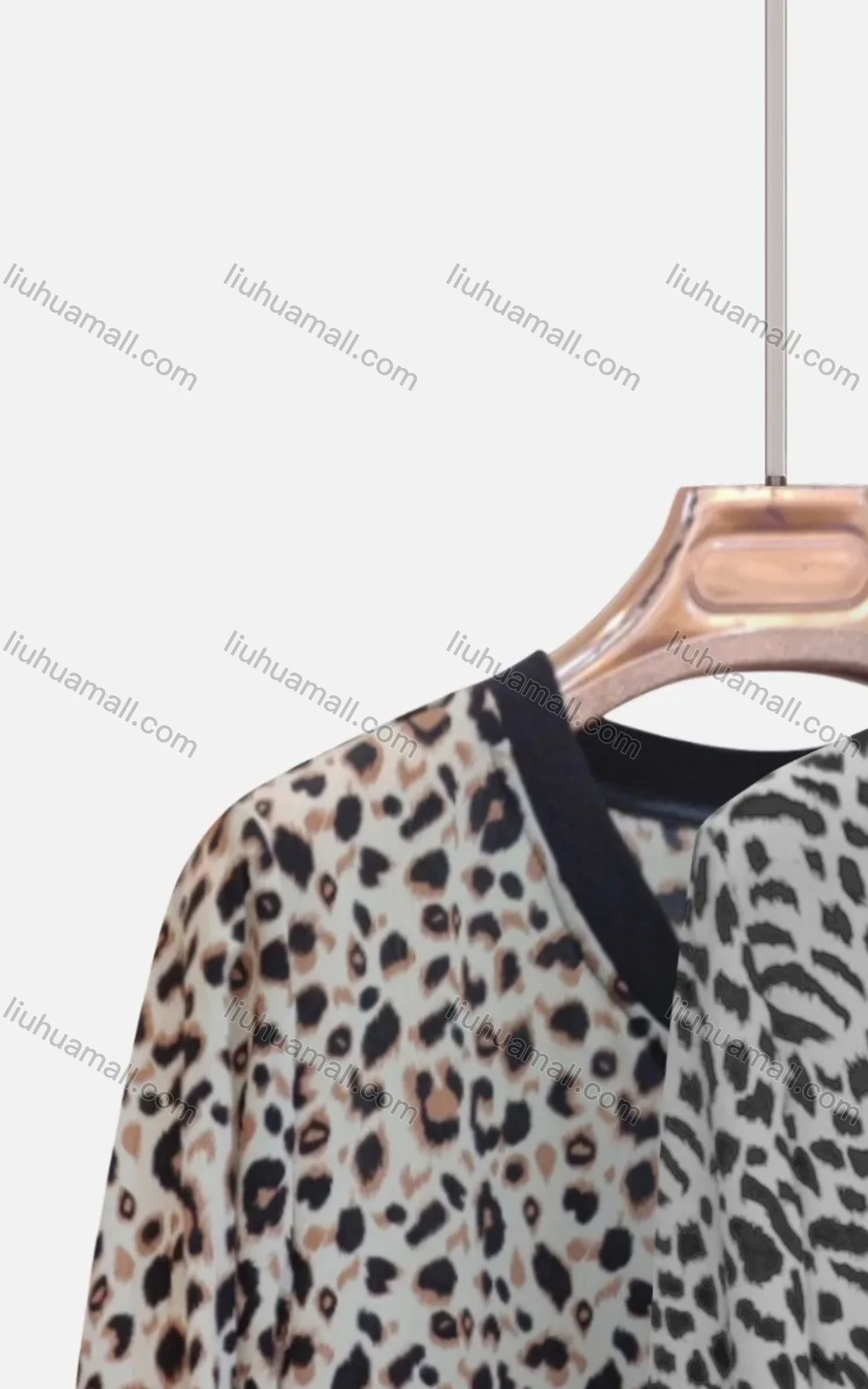 Wholesale Women's V Neck Long Sleeve Leopard Print Zipper Casual Jacket - Liuhuamall