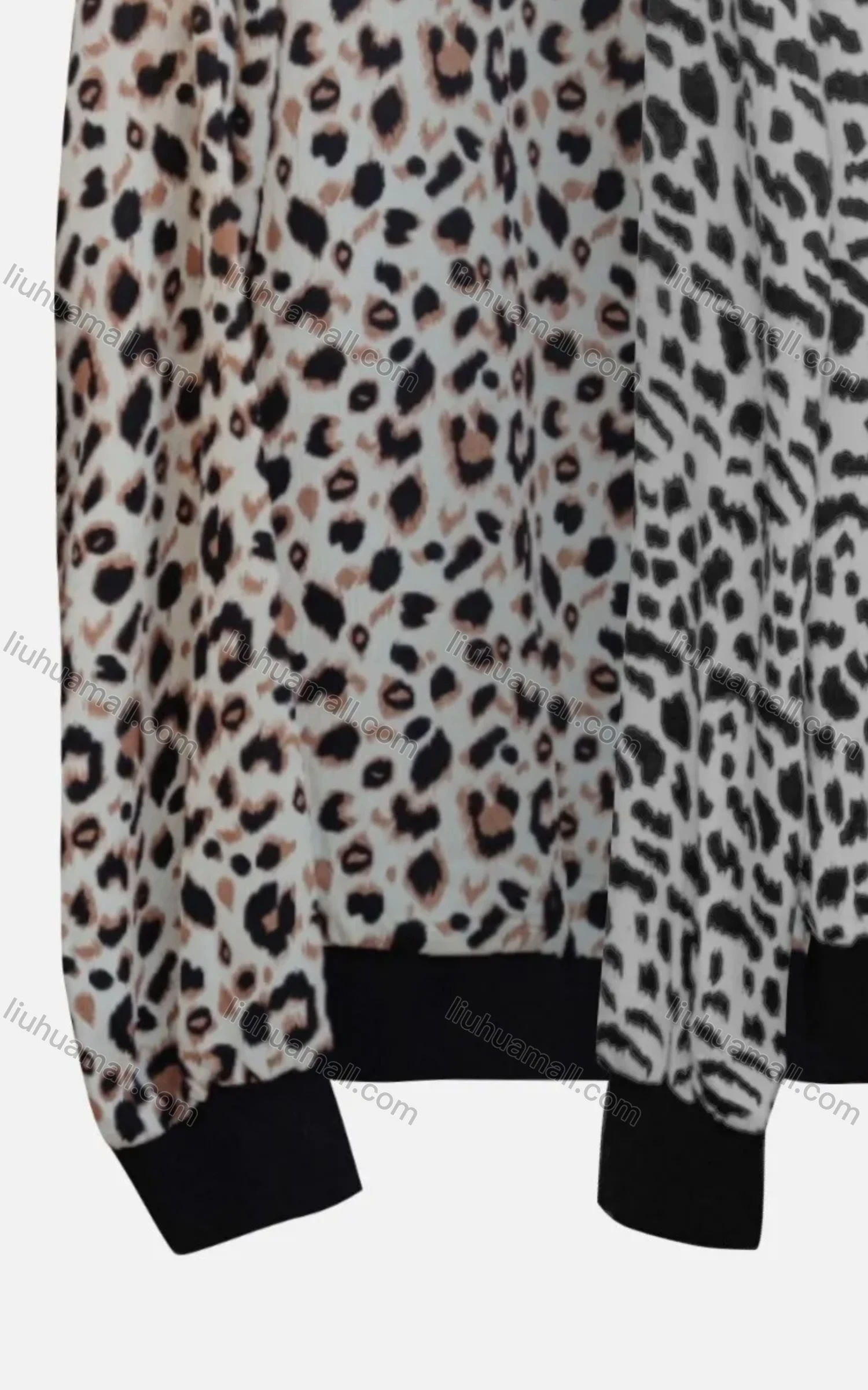 Wholesale Women's V Neck Long Sleeve Leopard Print Zipper Casual Jacket - Liuhuamall