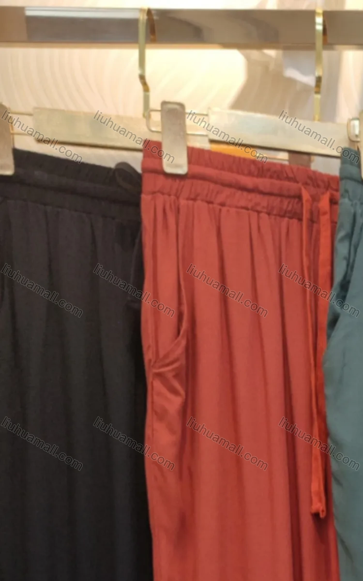 Wholesale Women's Drawstring Pockets Plain Casual Pants - Liuhuamall