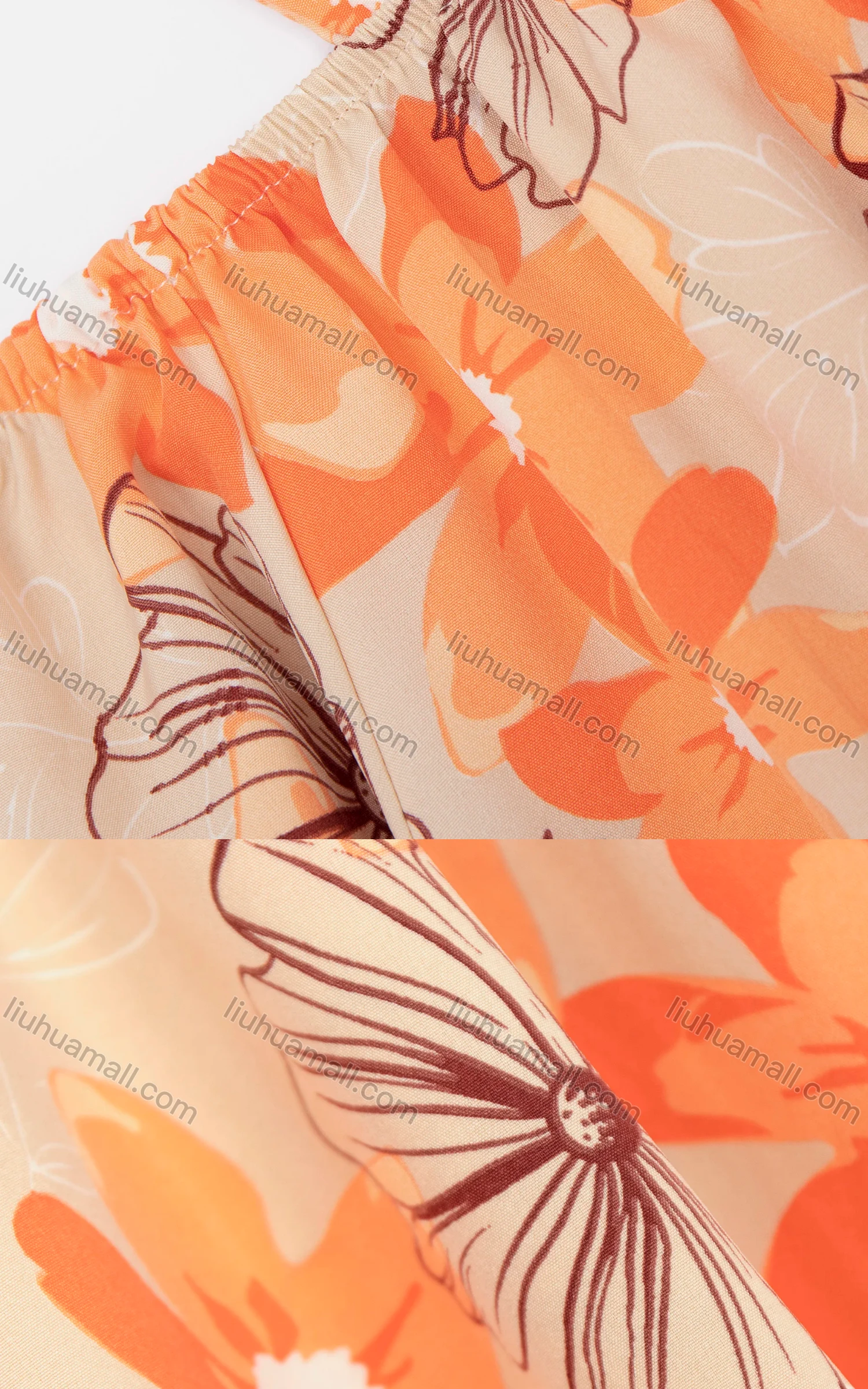 Wholesale Women's Casual Cold Shoulder Floral Print Button Decor Short Dress 7746# - Liuhuamall