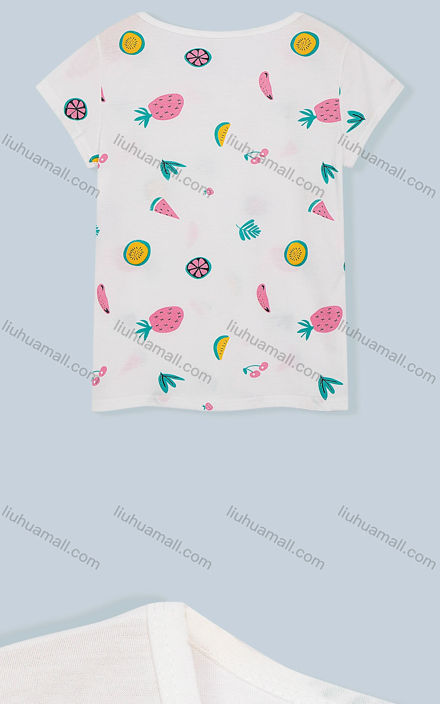 Wholesale Women's Scoop Neck Short Sleeve Fruit Print Casual T-Shirt 6098# - Liuhuamall