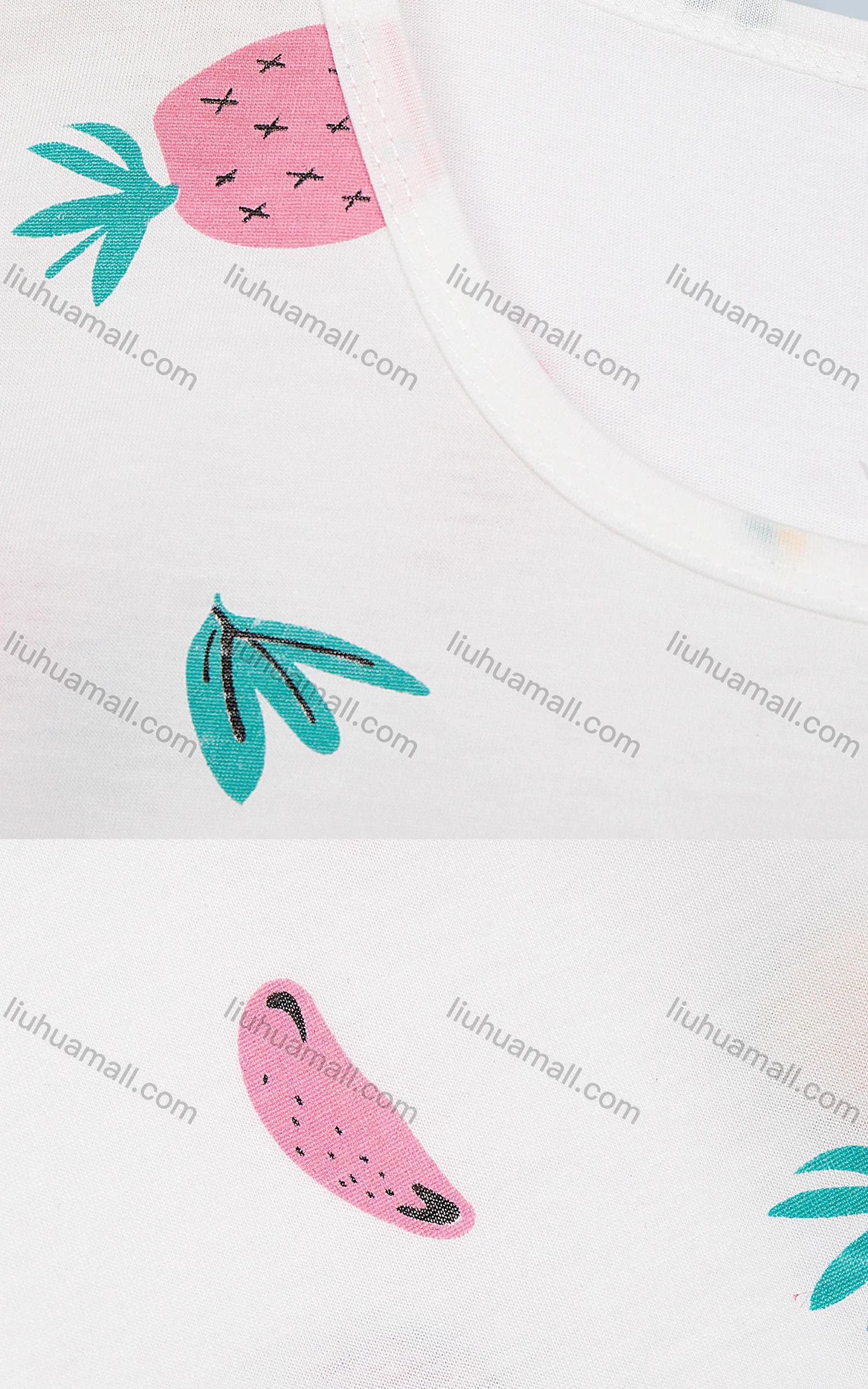 Wholesale Women's Scoop Neck Short Sleeve Fruit Print Casual T-Shirt 6098# - Liuhuamall