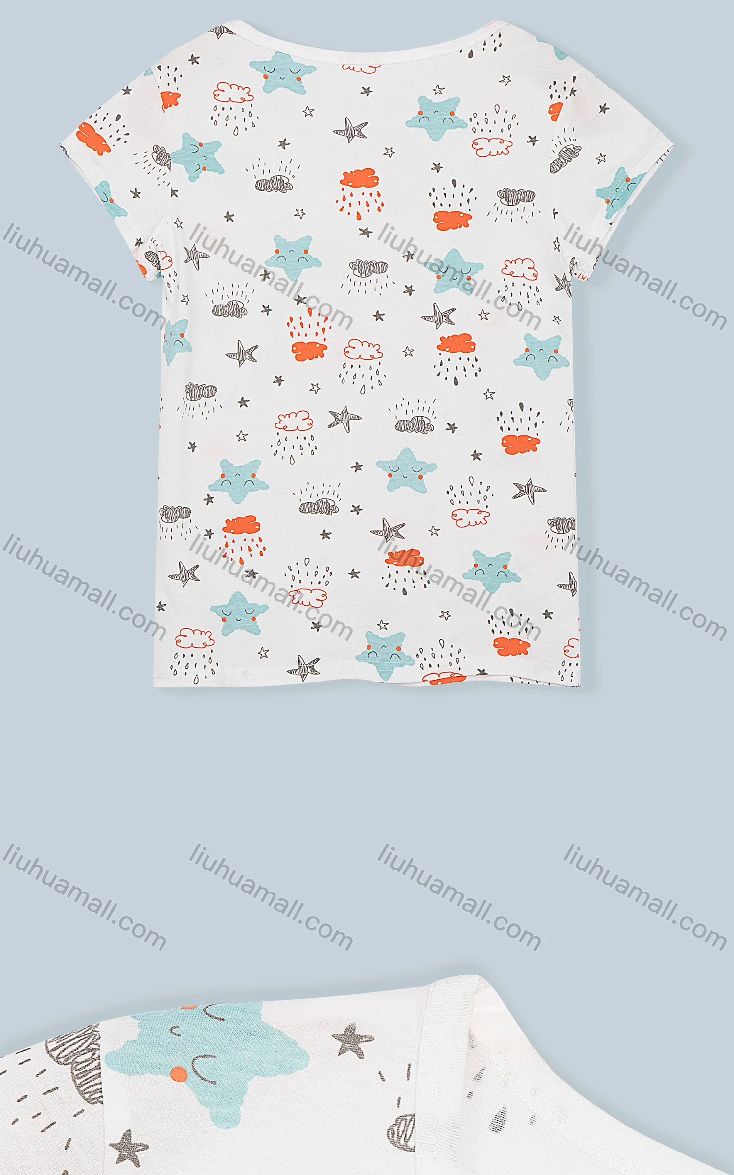 Wholesale Women's Scoop Neck Short Sleeve Cartoon Print Casual T-Shirt 9648# - Liuhuamall