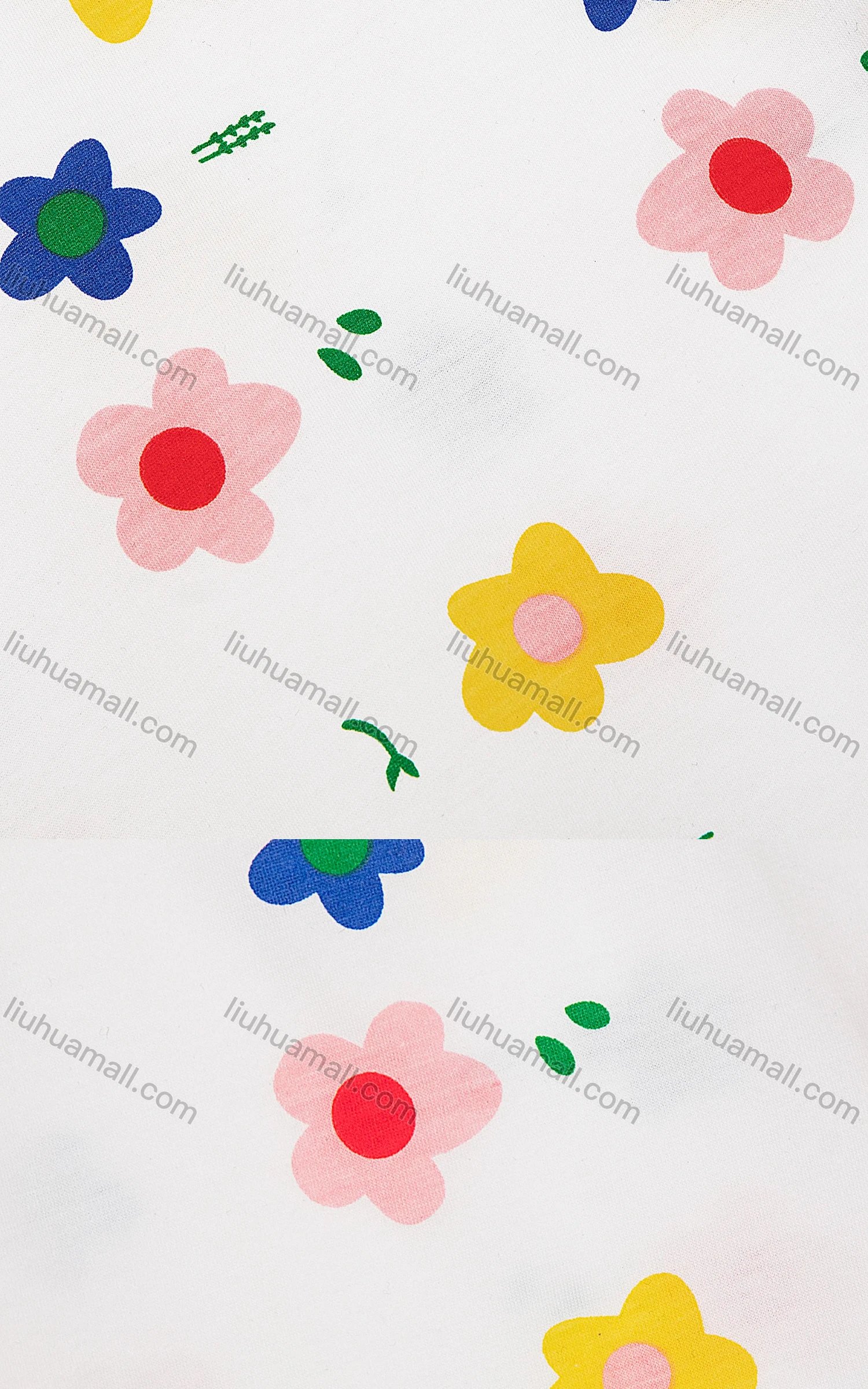 Wholesale Women's Scoop Neck Short Sleeve Cartoon Floral Print Casual T-Shirt 9196# - Liuhuamall