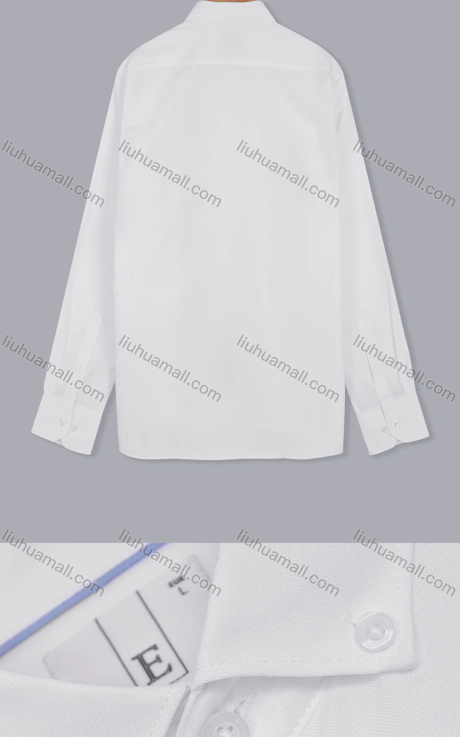 Wholesale Men's Casual Button-down Collar Long Sleeve Embroidered Label Plain Long Shirts - Liuhuamall