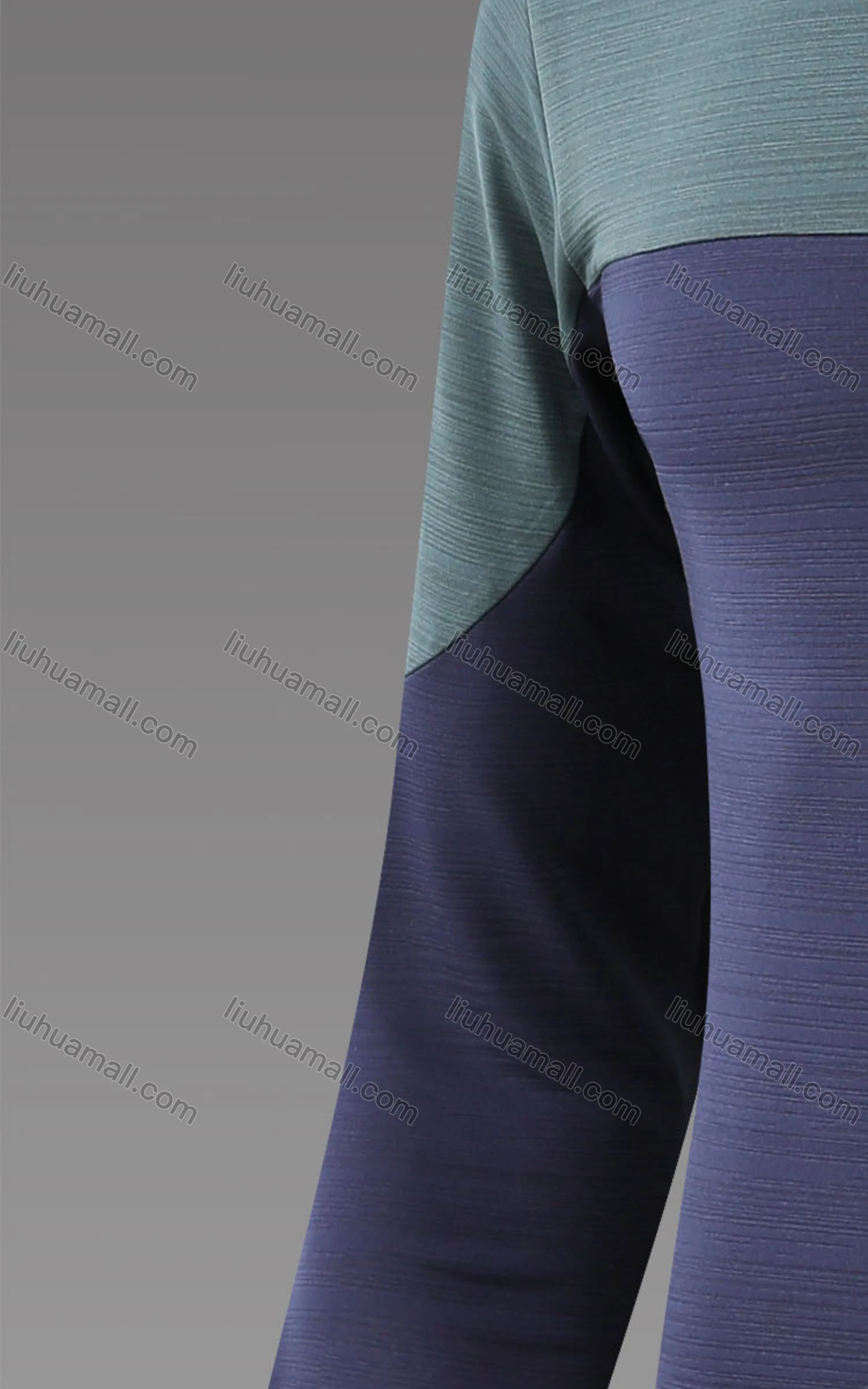 Wholesale Men's Athletic Crew Neck Long Sleeve Colorblock T-shirts - Liuhuamall