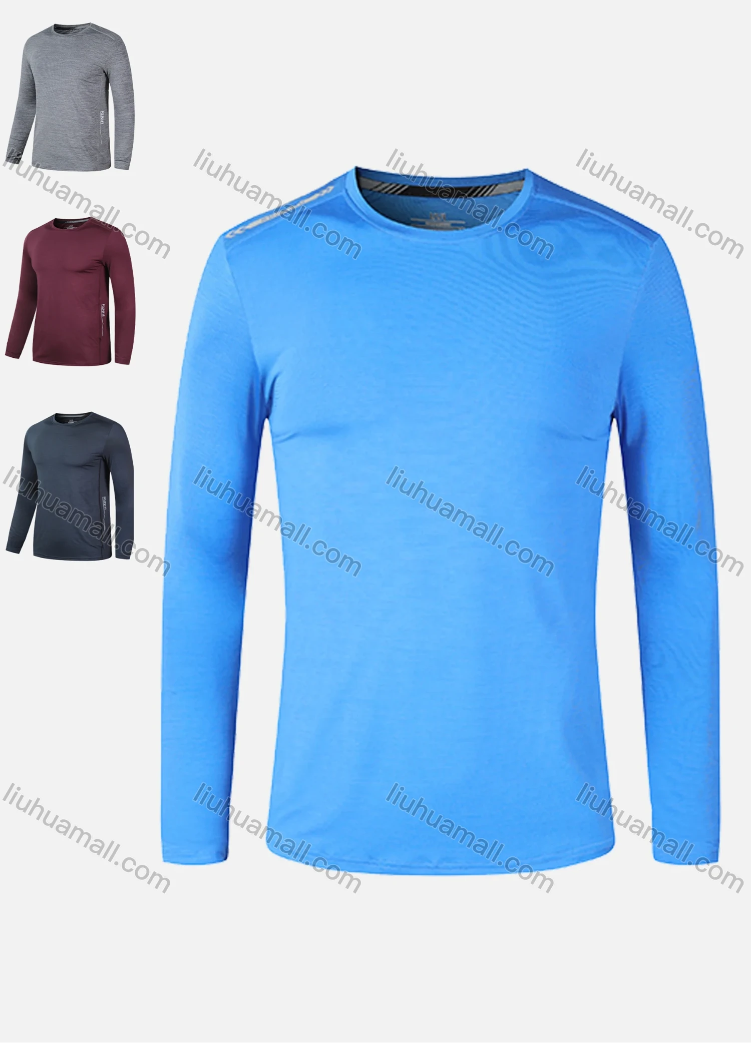 Wholesale Men's Workout Round Neck Long Sleeve Plain Athletic Sweatshirt T201# - Liuhuamall