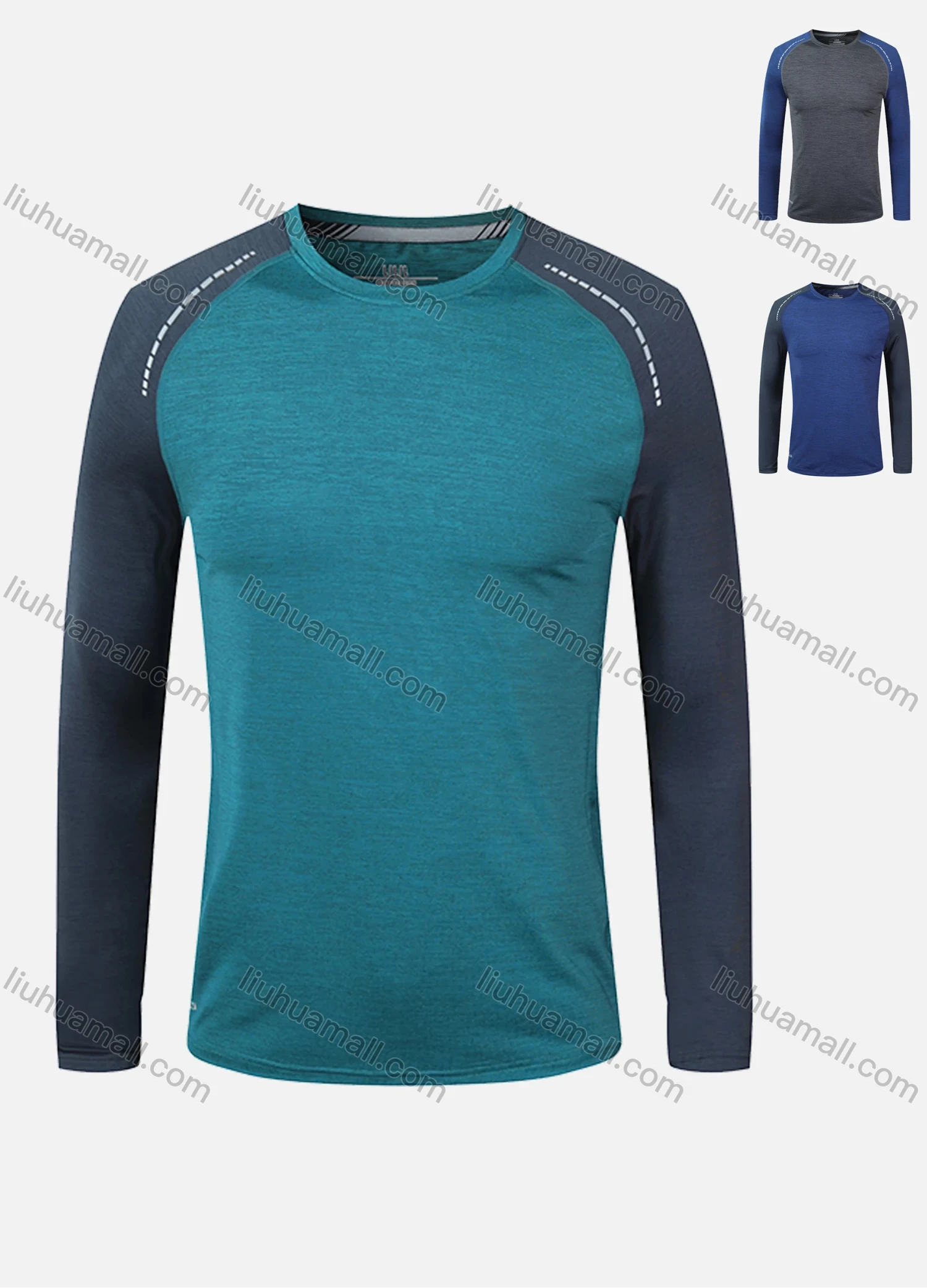 Wholesale Men's Round Neck Long Sleeve Colorblock Running Workout Pullover Sweatshirt T202# - Liuhuamall