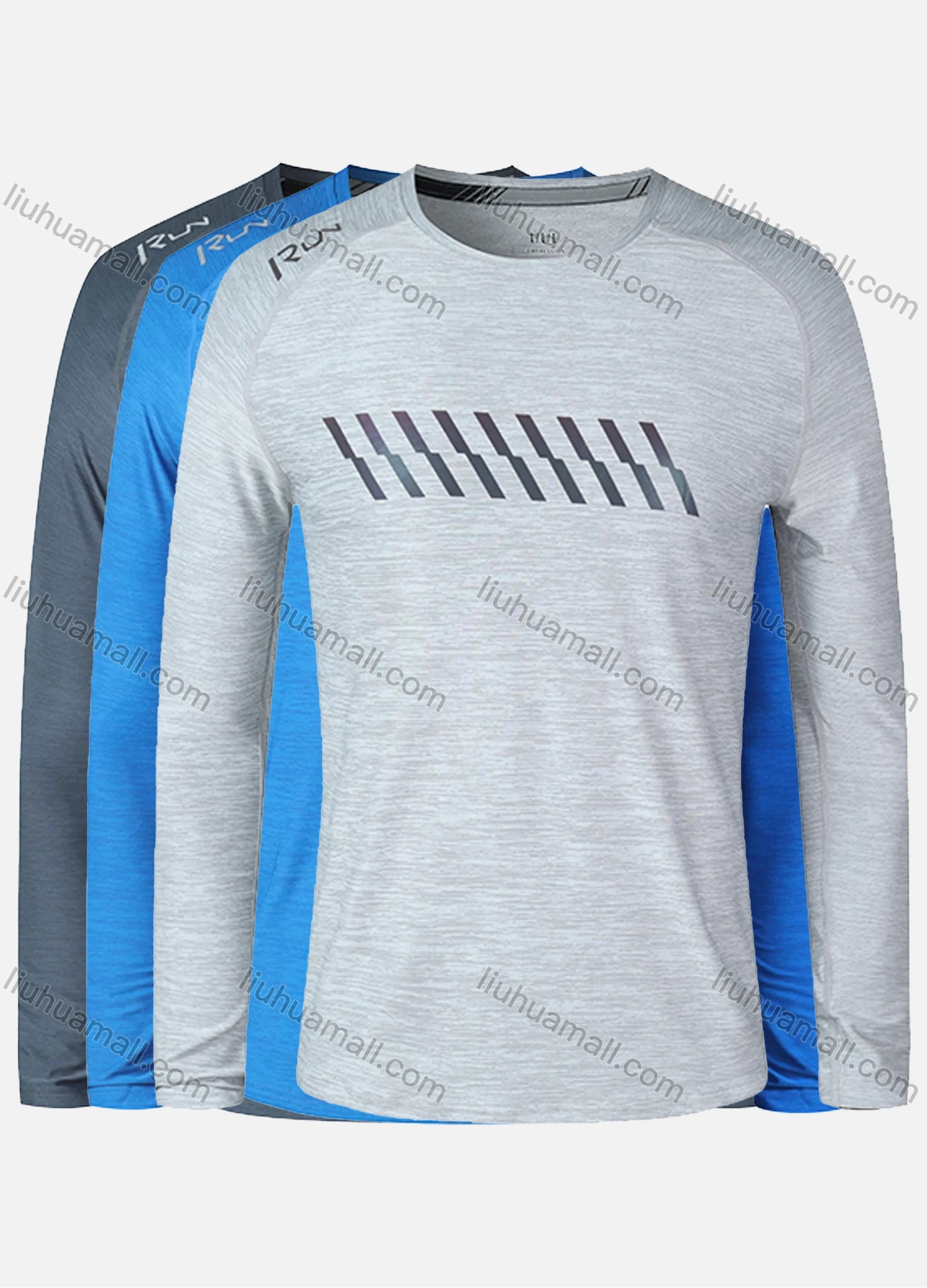 Wholesale Men's Round Neck Long Sleeve Reflective Stripes Running Workout Pullover Sweatshirt T205# - Liuhuamall