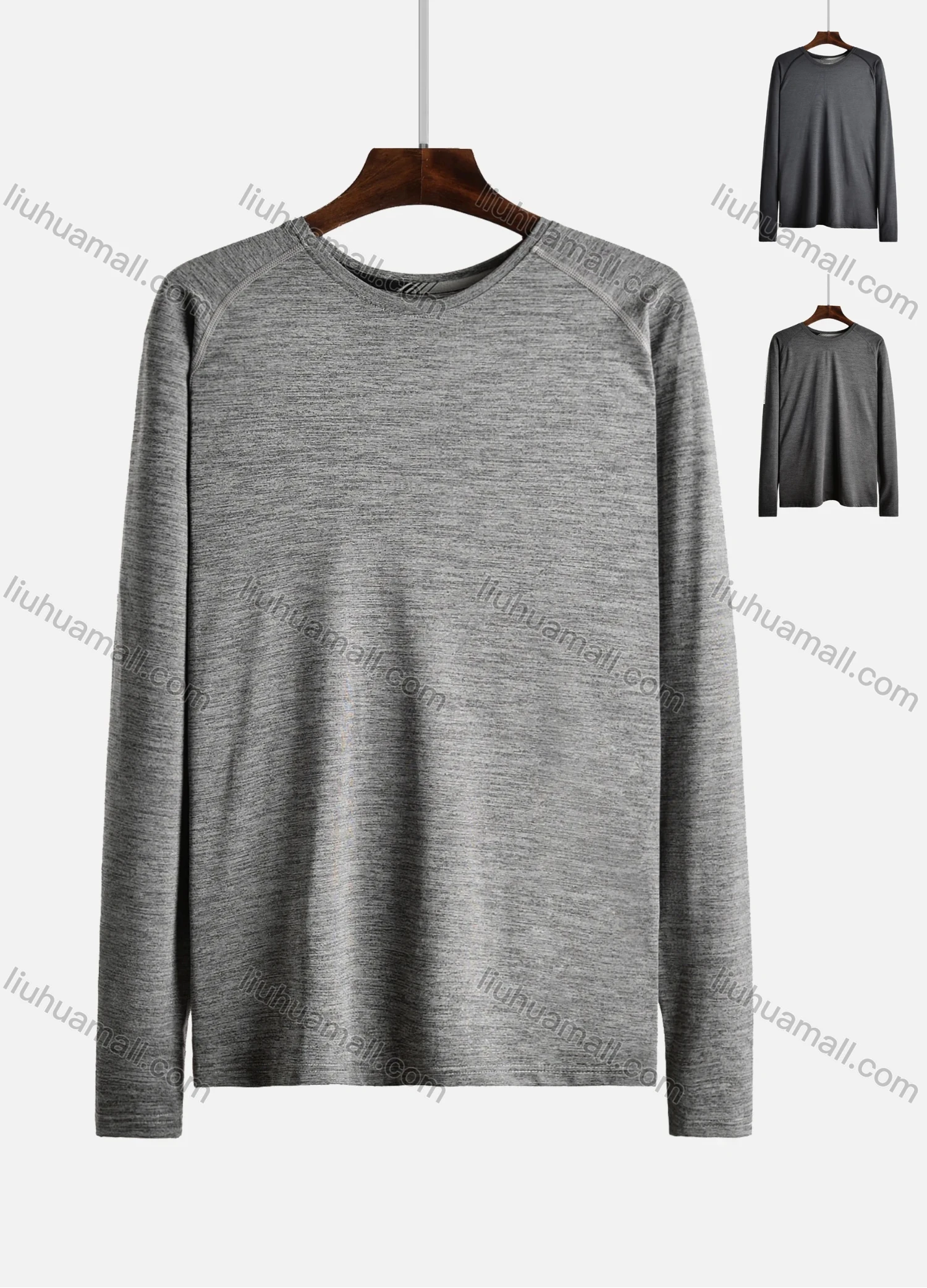 Wholesale Men's Round Neck Long Sleeve Plain Running Workout Pullover Sweatshirt T206# - Liuhuamall