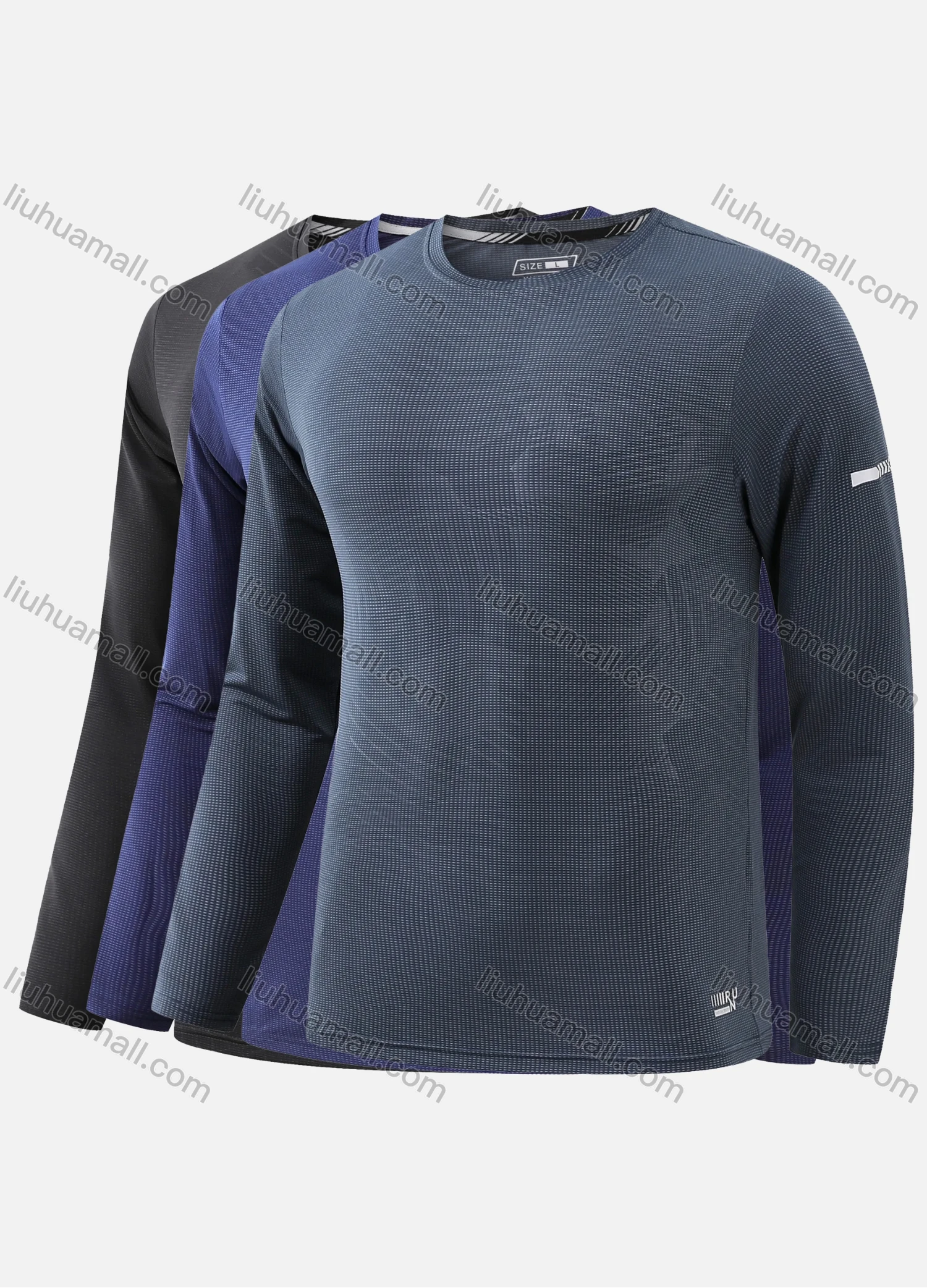 Wholesale Men's Round Neck Long Sleeve Plain Jacquard Running Workout Pullover Sweatshirt T211# - Liuhuamall