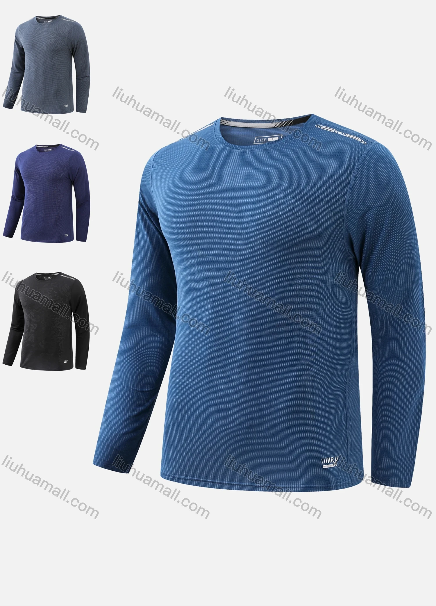Wholesale Men's Round Neck Long Sleeve Plain Jacquard Workout Running Pullover Sweatshirt T212# - Liuhuamall
