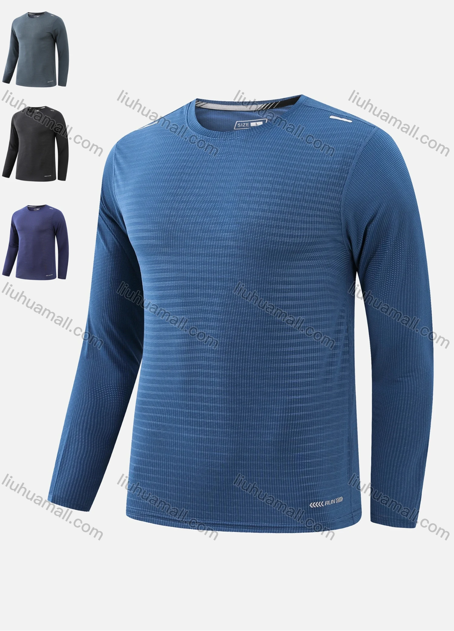 Wholesale Men's Round Neck Long Sleeve Plain Jacquard Workout Running Pullover Sweatshirt T215# - Liuhuamall