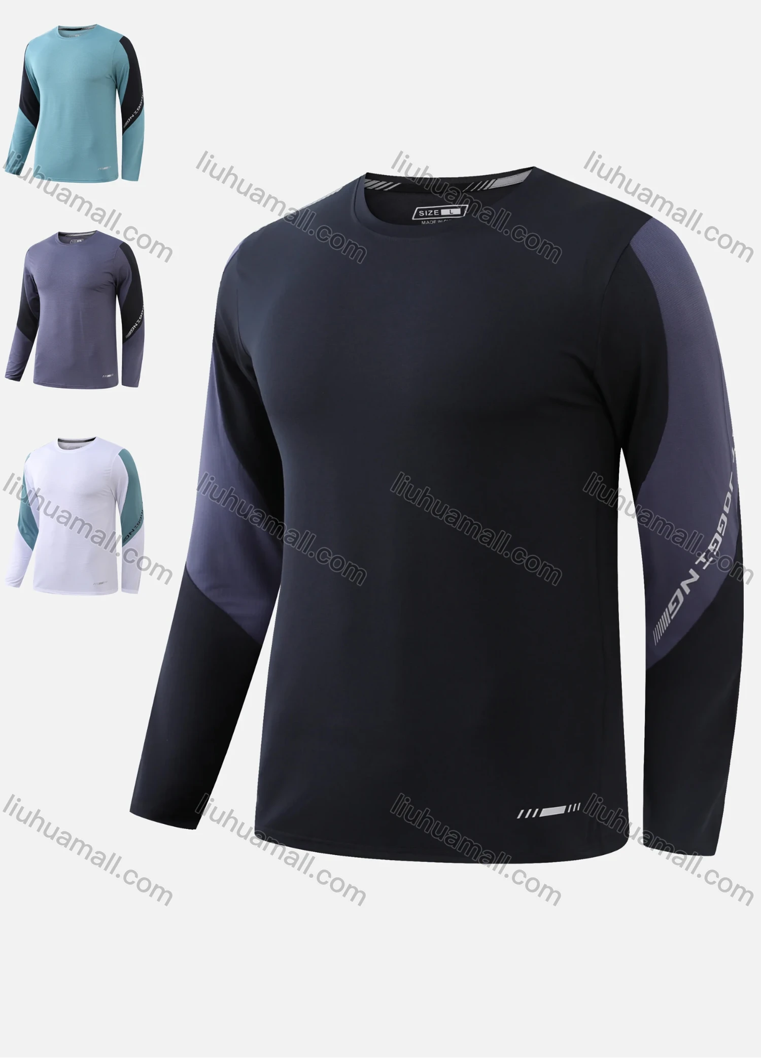 Wholesale Men's Athletic Long Sleeve Colorblock Letter Print Pullover Sweatshirt T226# - Liuhuamall