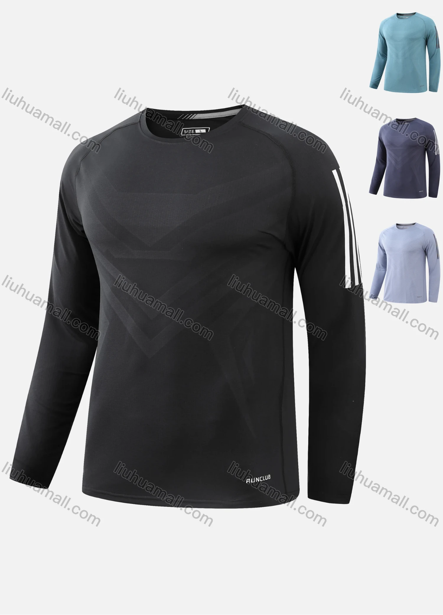 Wholesale Men's Athletic Round Neck Long Sleeve Striped Pullover Sweatshirt T228# - Liuhuamall