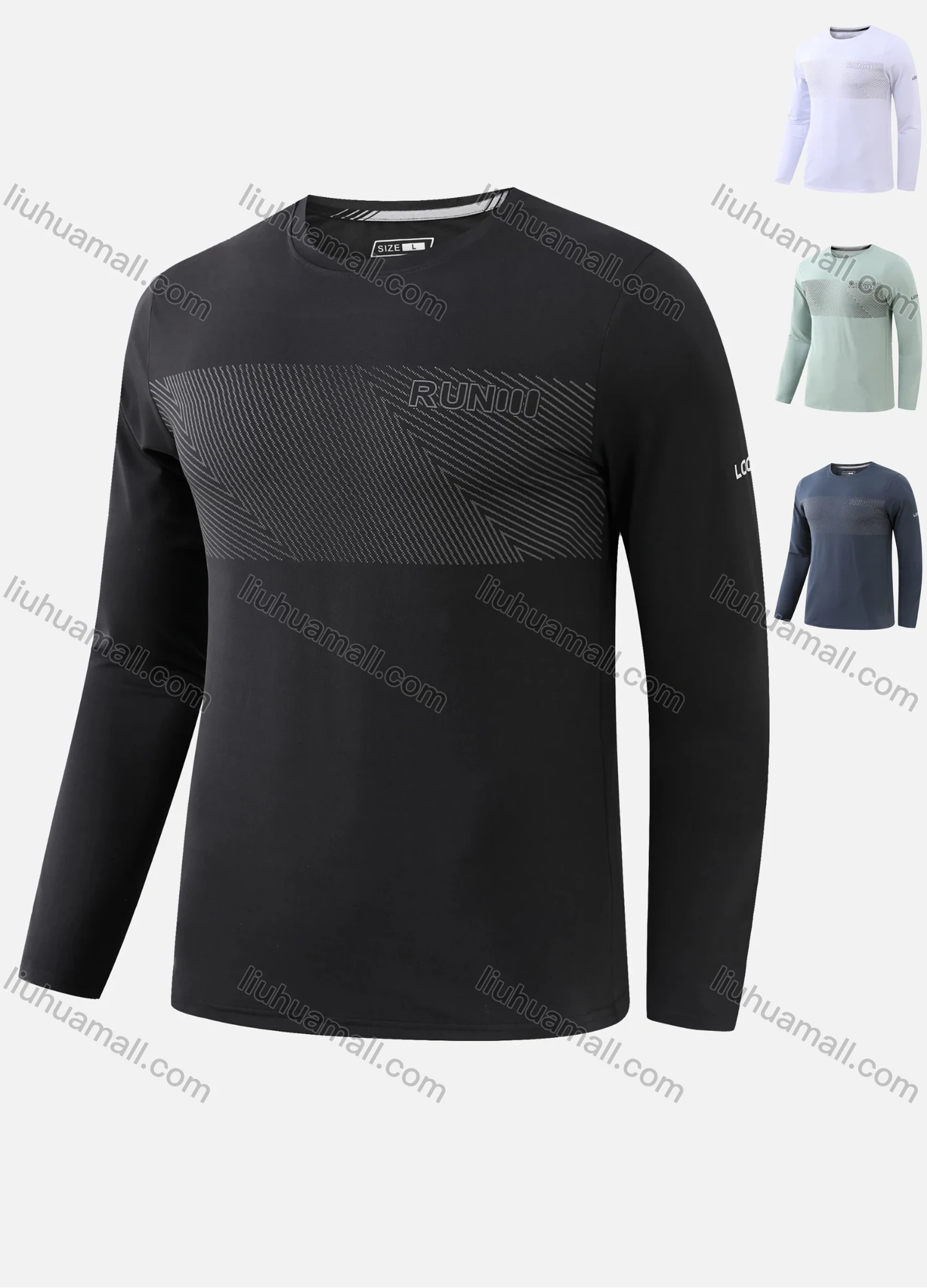 Wholesale Men's Lightweight Dry Fit Striped Letter Workout Athletic Pullover Sweatshirt T250# - Liuhuamall