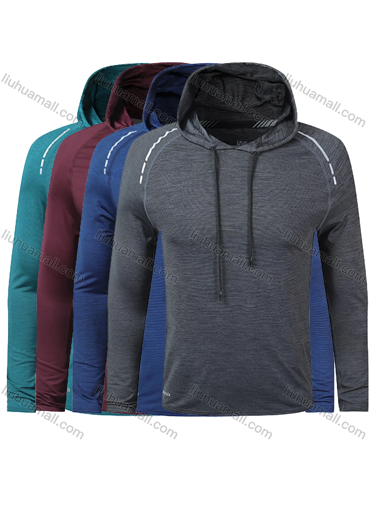Wholesale Men`s Slim Fit Long Sleeve Plain Lightweight Pullover Athletic Hoodie T203# - Liuhuamall