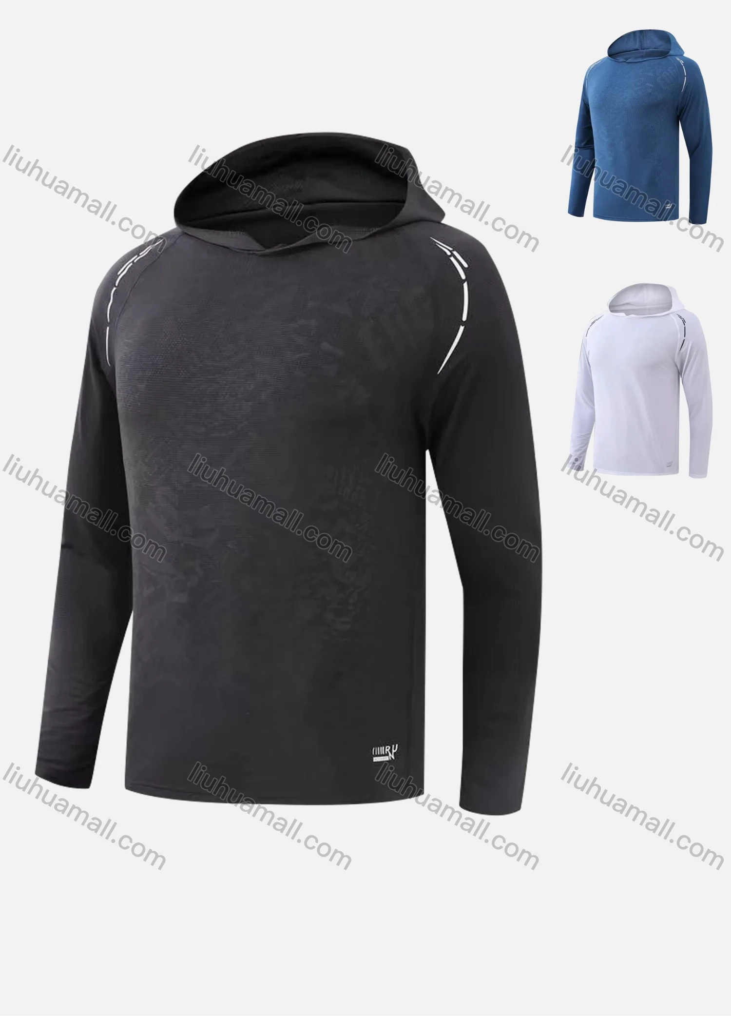 Wholesale Men`s Slim Fit Long Sleeve Lightweight Striped Trim Jacquard Athletic Hoodie T219# - Liuhuamall