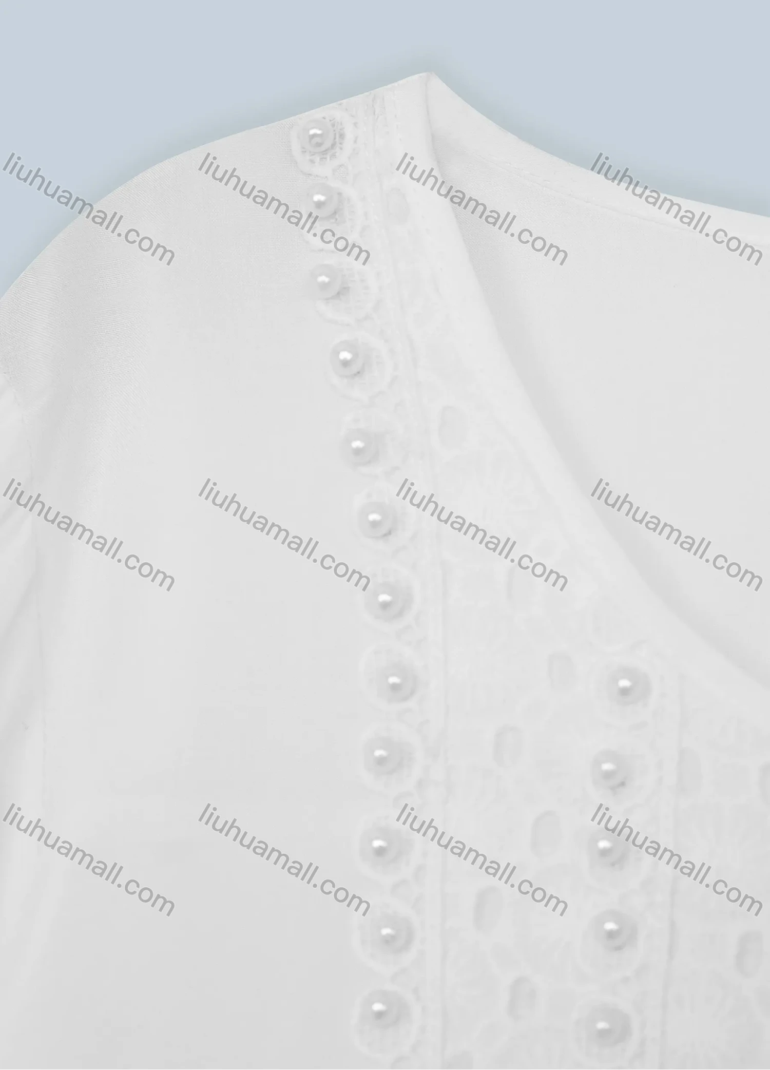 Wholesale Women's Eyelet Embroidered 3/4 Sleeve Rhinestone Pearls Beaded Short Dress 1309-2683# - Liuhuamall