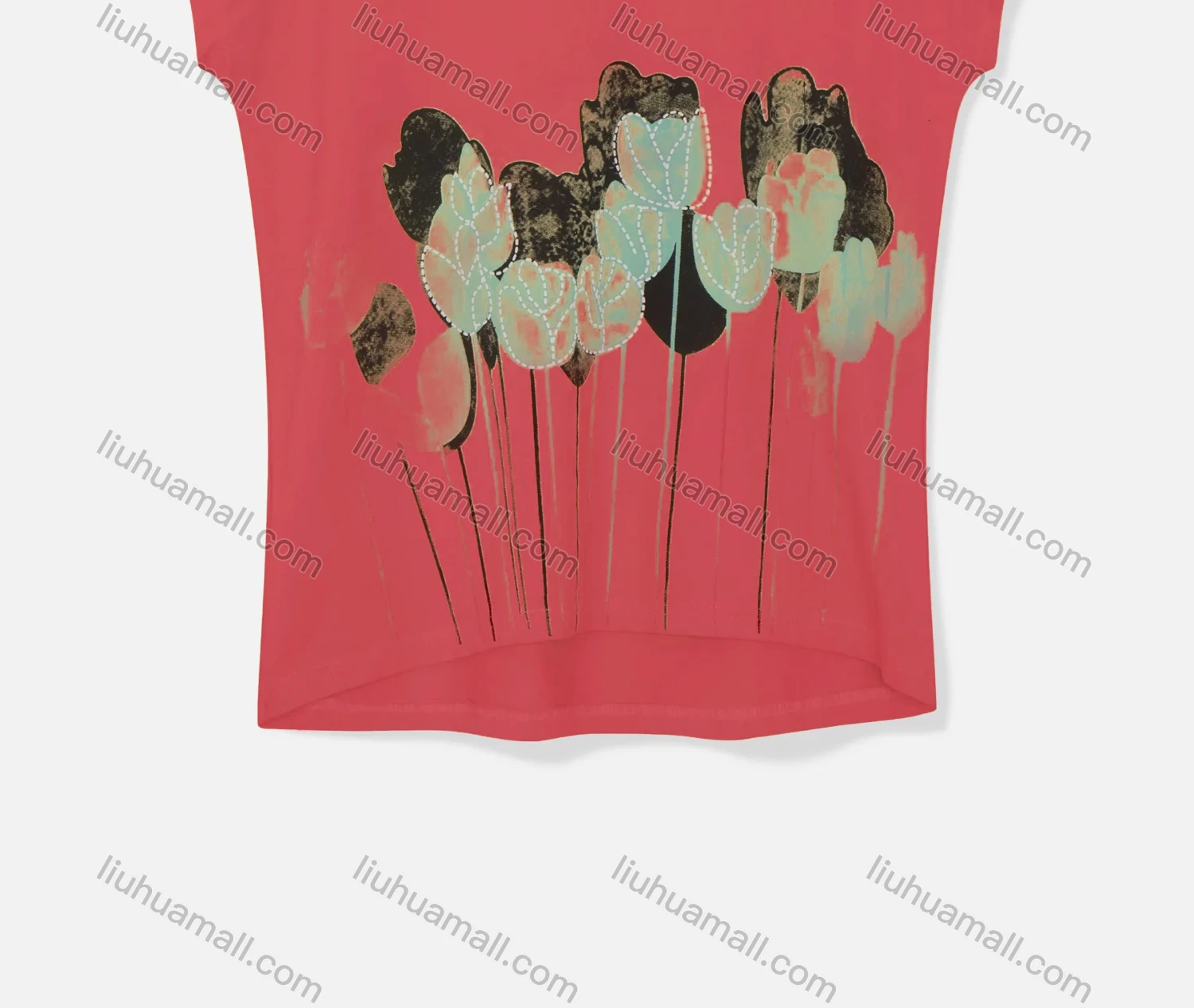 Wholesale Women's Casual Crew Neck Cap Sleeve Floral Tops 771626# - Liuhuamall