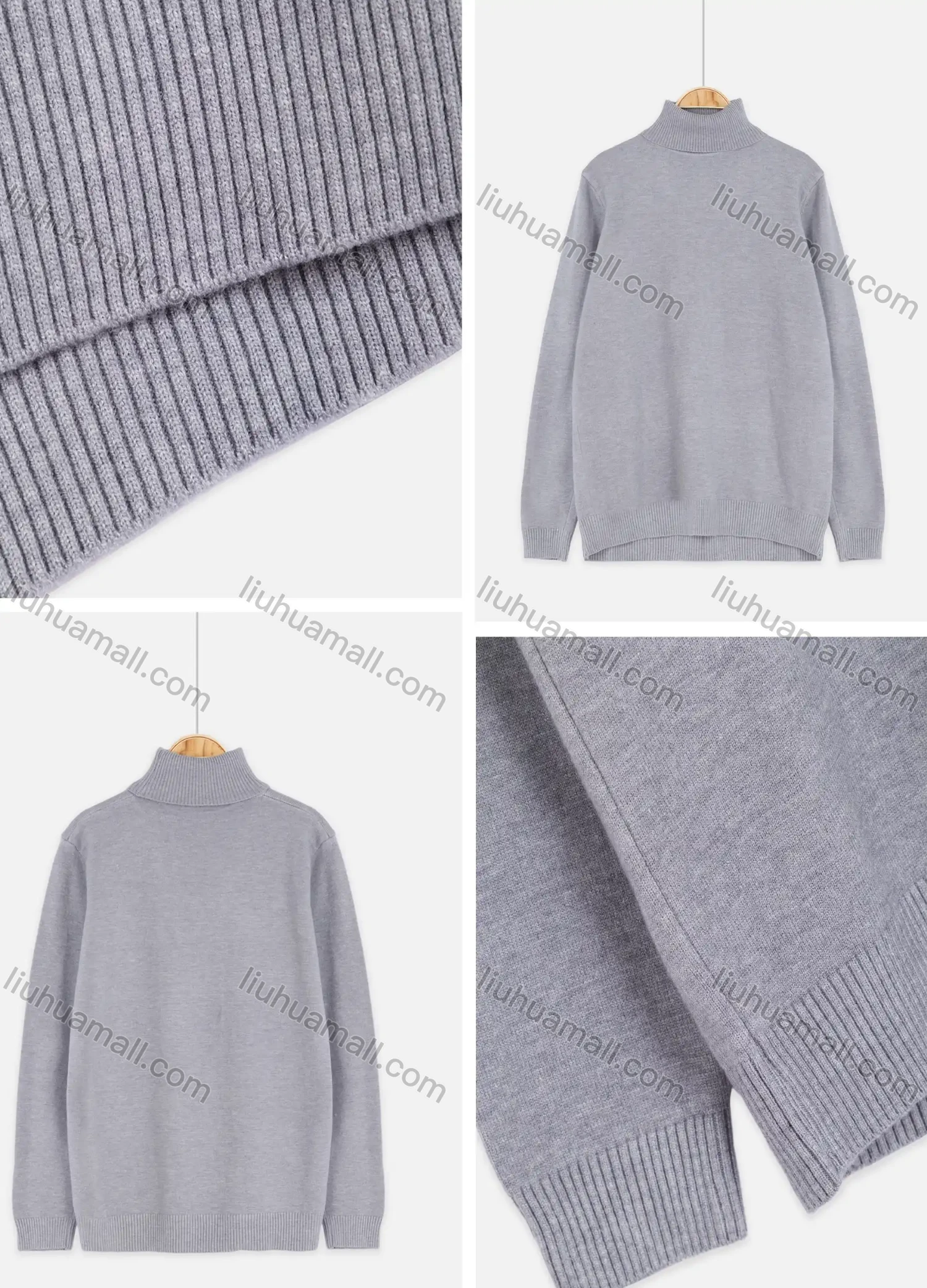 Wholesale Men's Turtleneck Long Sleeve Plain Knitting Pullover Sweater - Liuhuamall