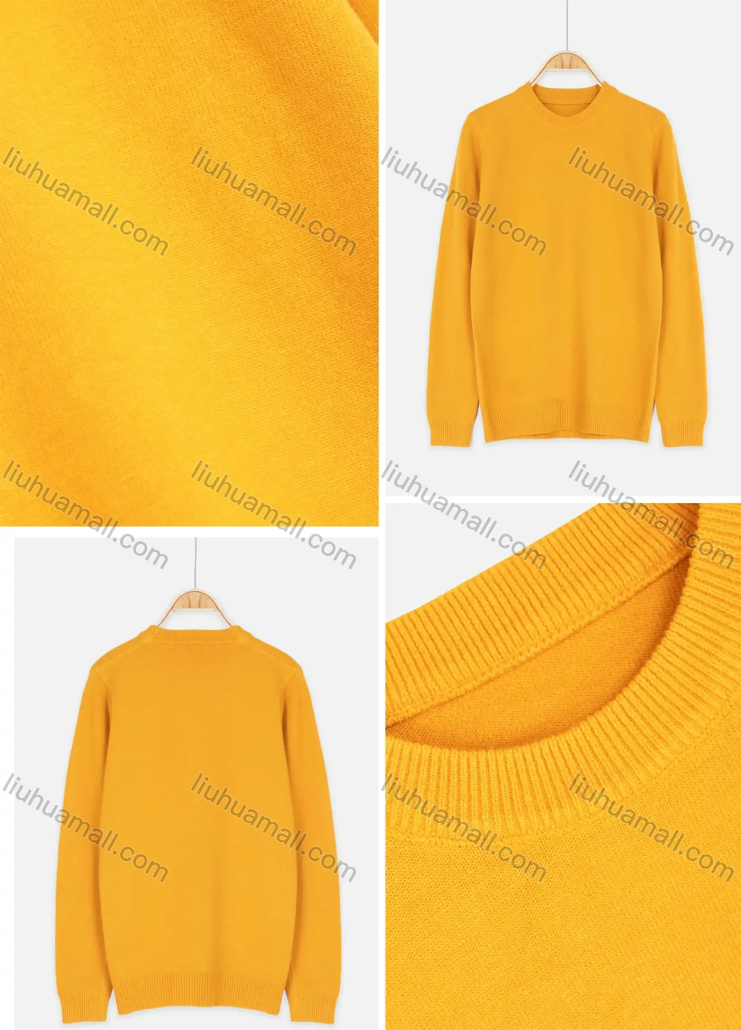 Wholesale Men's Round Neck Long Sleeve Plain Knitting Pullover Sweater - Liuhuamall
