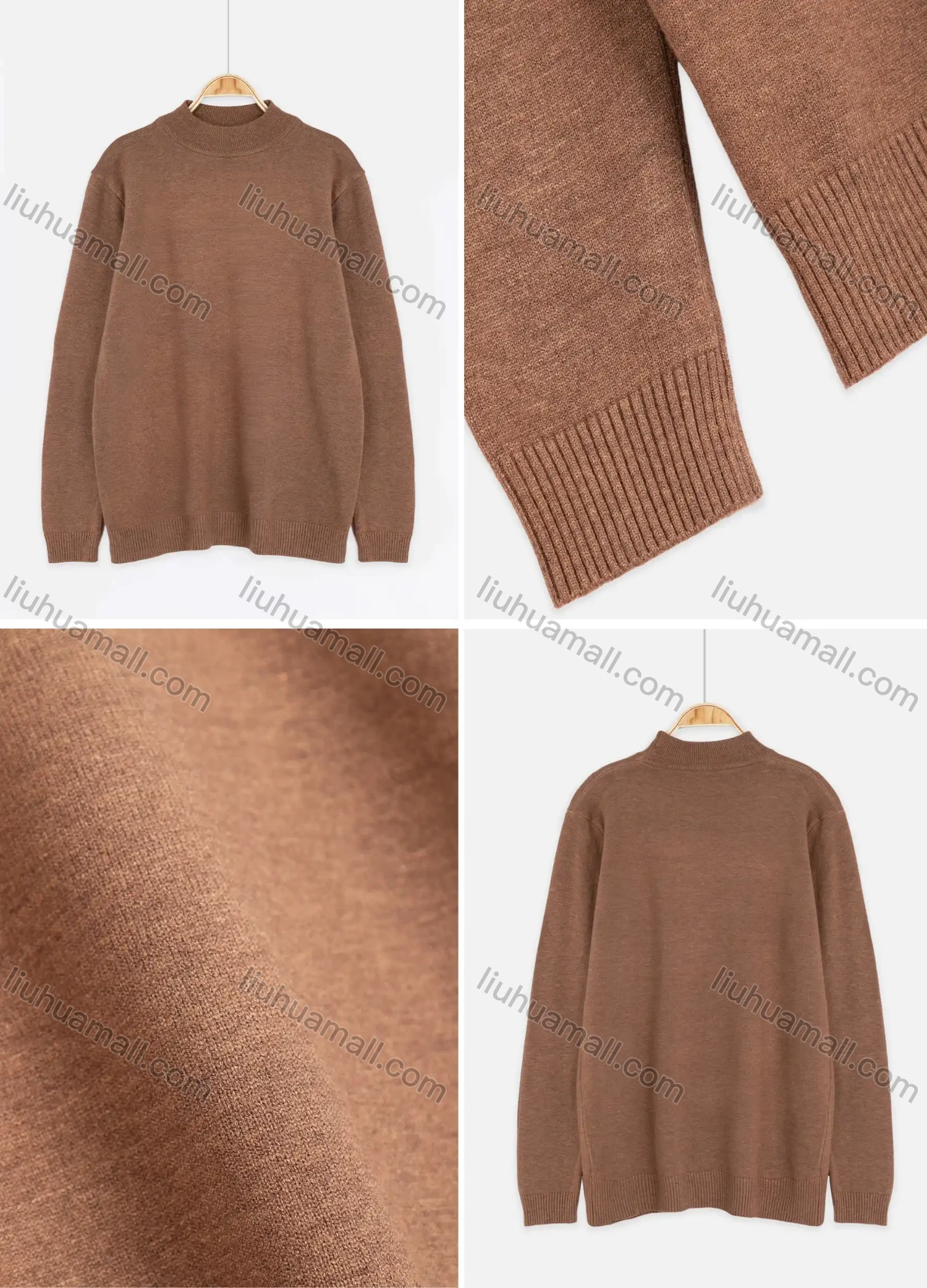 Wholesale Men's Round Neck Long Sleeve Plain Knitting Pullover Sweater - Liuhuamall