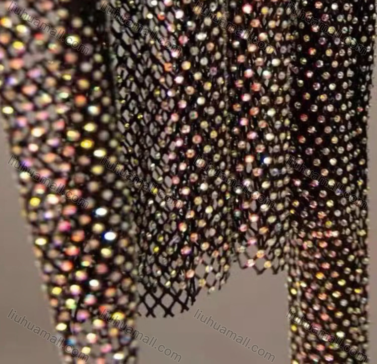 Wholesale Women's Sexy High-Neck Long Sleeve Elastic Fishnet Iron Driling Plain Cover Up Top 7948# - Liuhuamall