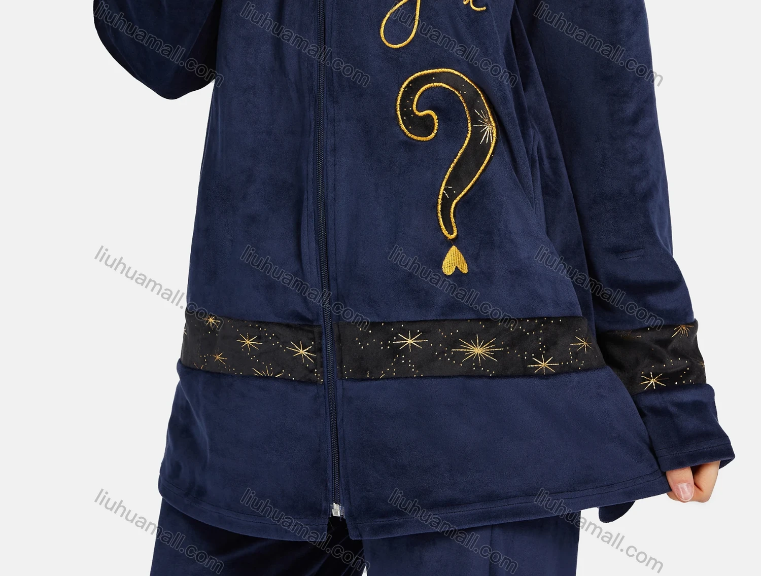 Wholesale Women's Lounge Long Sleeve Letter Embroidery Zipper Hooded Jacket & Pant 2 Piece Pajamas Sets - Liuhuamall
